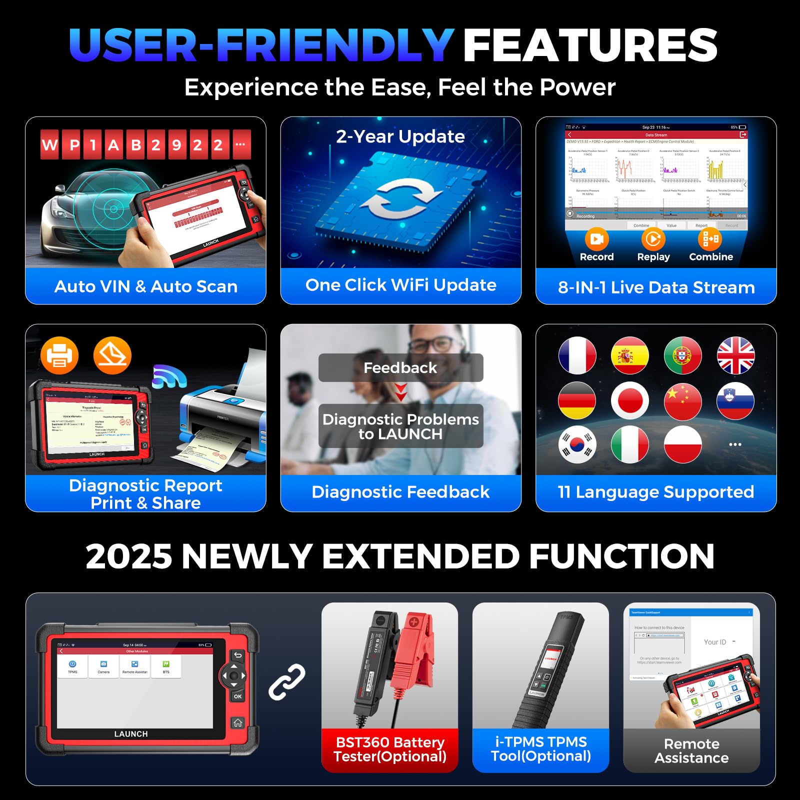 LAUNCH X431 CRP919E OBD2 Scanner, Bidirectional Scan Tool as X431, ECU Coding, CAN FD & DoIP, 35+ Reset, Active Test, All-in-One Full System Diagnostic Scanner, FCA Autoauth, 150+ Brands, 2 Yrs Update