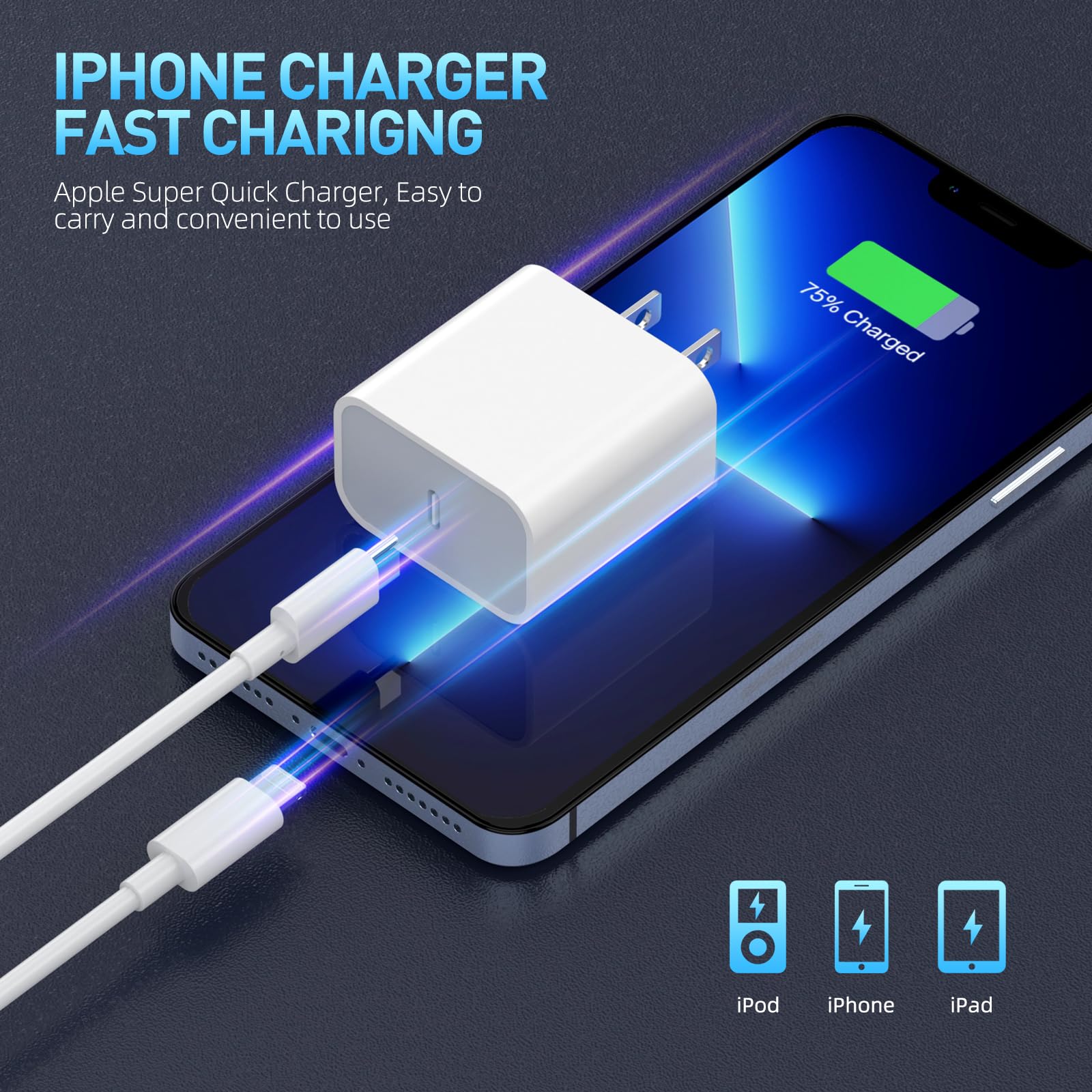 Fast Charger iPhone,3Pack Apple Charger 10 FT iPhone Charger Fast Charging,Apple USB C Wall Charger,Long 10 Foot USB C to Lightning Cable Cord for Apple iPhone 14 Pro Max/13 Pro/12 MINI/11/SE/X