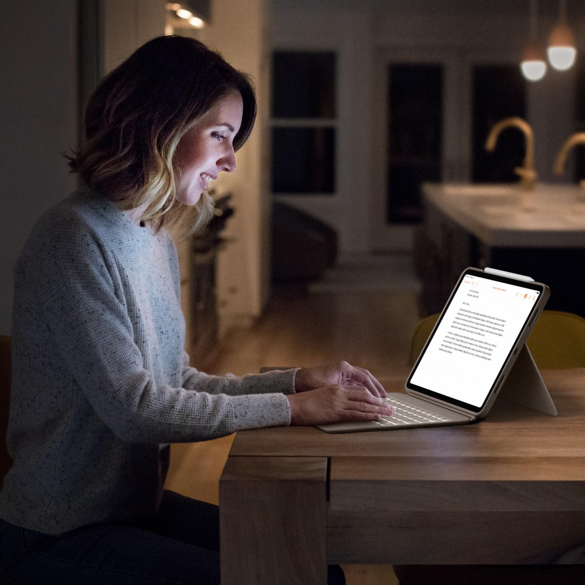 Logitech Combo Touch iPad Pro 12.9-inch (5th, 6th gen - 2021, 2022) Keyboard Case - Detachable Backlit Keyboard with Kickstand, Click-Anywhere Trackpad, Smart Connector - Sand; USA Layout