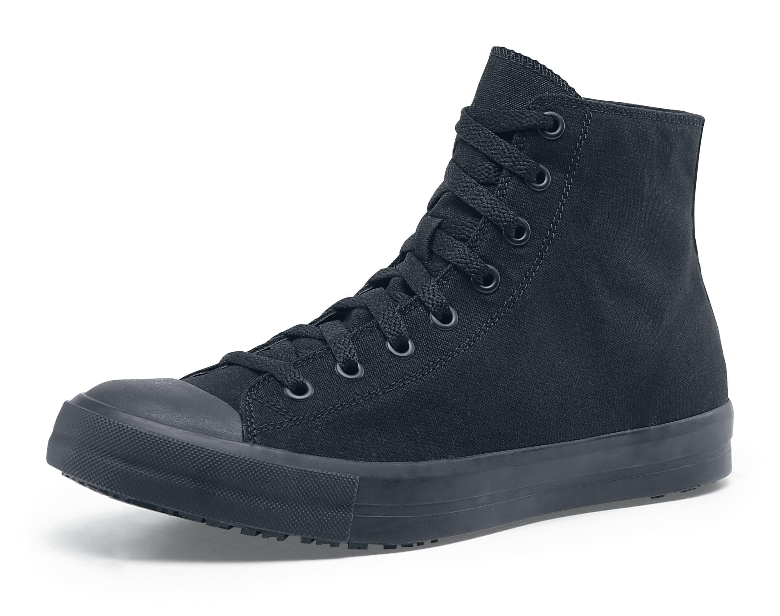 Shoes for Crews Unisex Slip-Resistant High-Top Work Sneakers – Comfortable, Water-Resistant Women's & Men's Shoes for Hospitality, Administrative Roles & More - Pembroke Size 9.5 Black Canvas