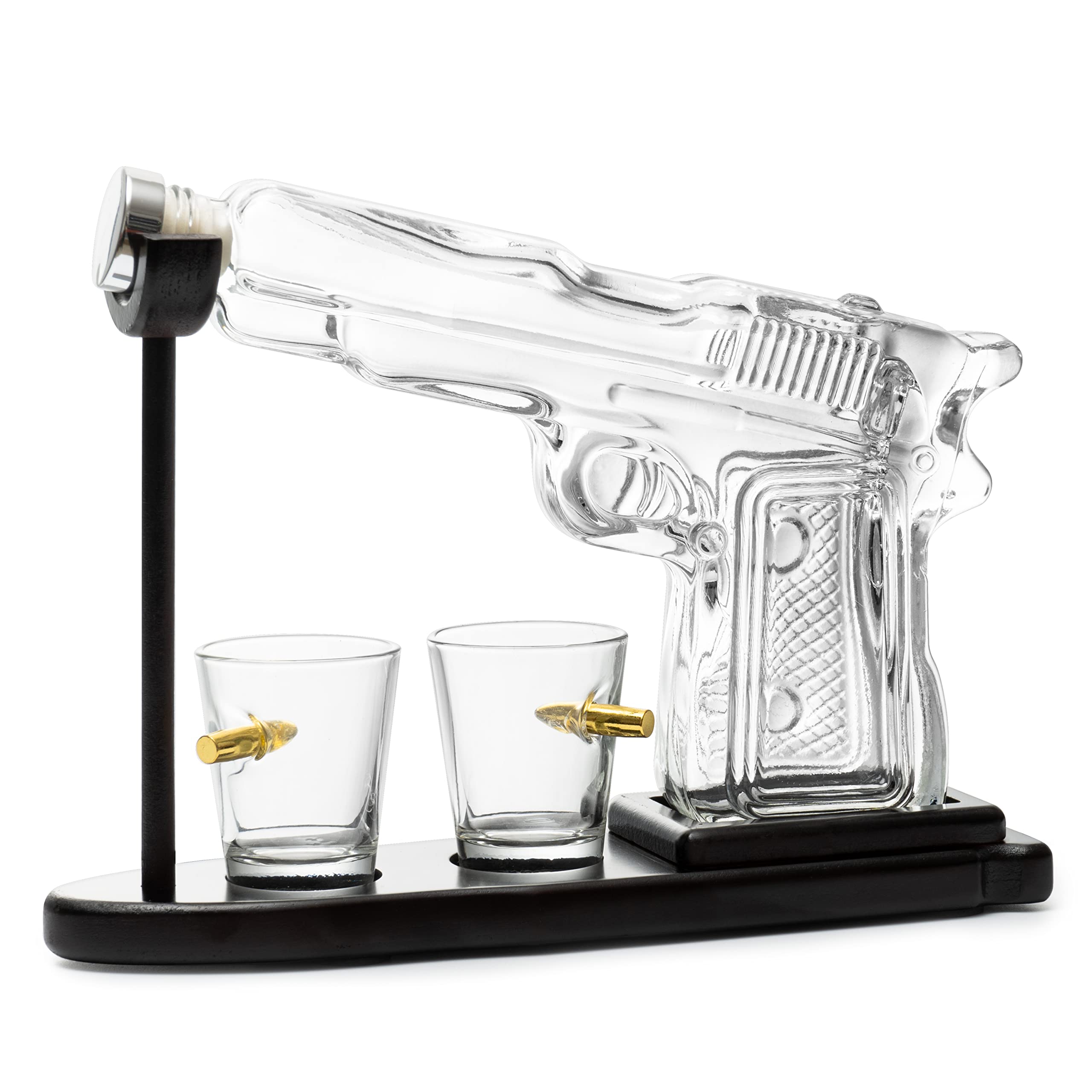 Gifts for Men Dad, Father Whiskey Decanter Set - 9 Oz with Two 2 Oz Glasses, Pistol Gun Cool Anniversary Birthday, Home Bar Gifts, Drinking Military Present Dispenser, Him Husband, Dispenser Bar Gift