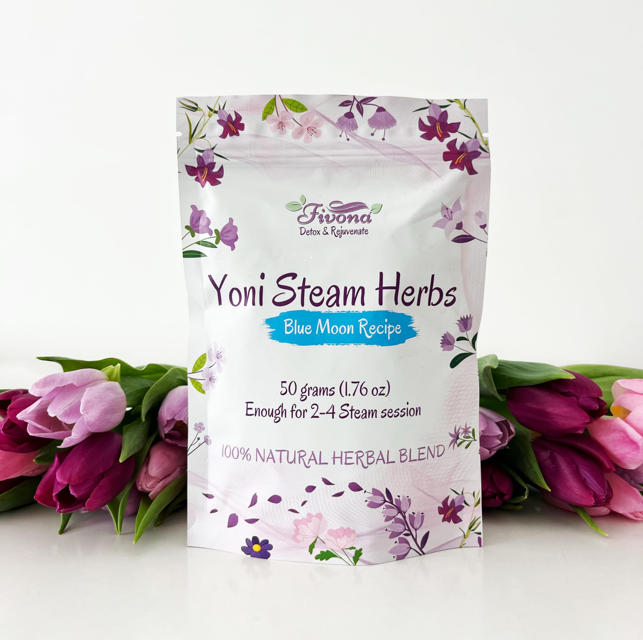 Fivona 2 in 1 Yoni Steam Kit Over The Toilet Seat with V Steam Herbs Blue Moon Recipe for Detox, Cleansing, PH Balance and Odor Control