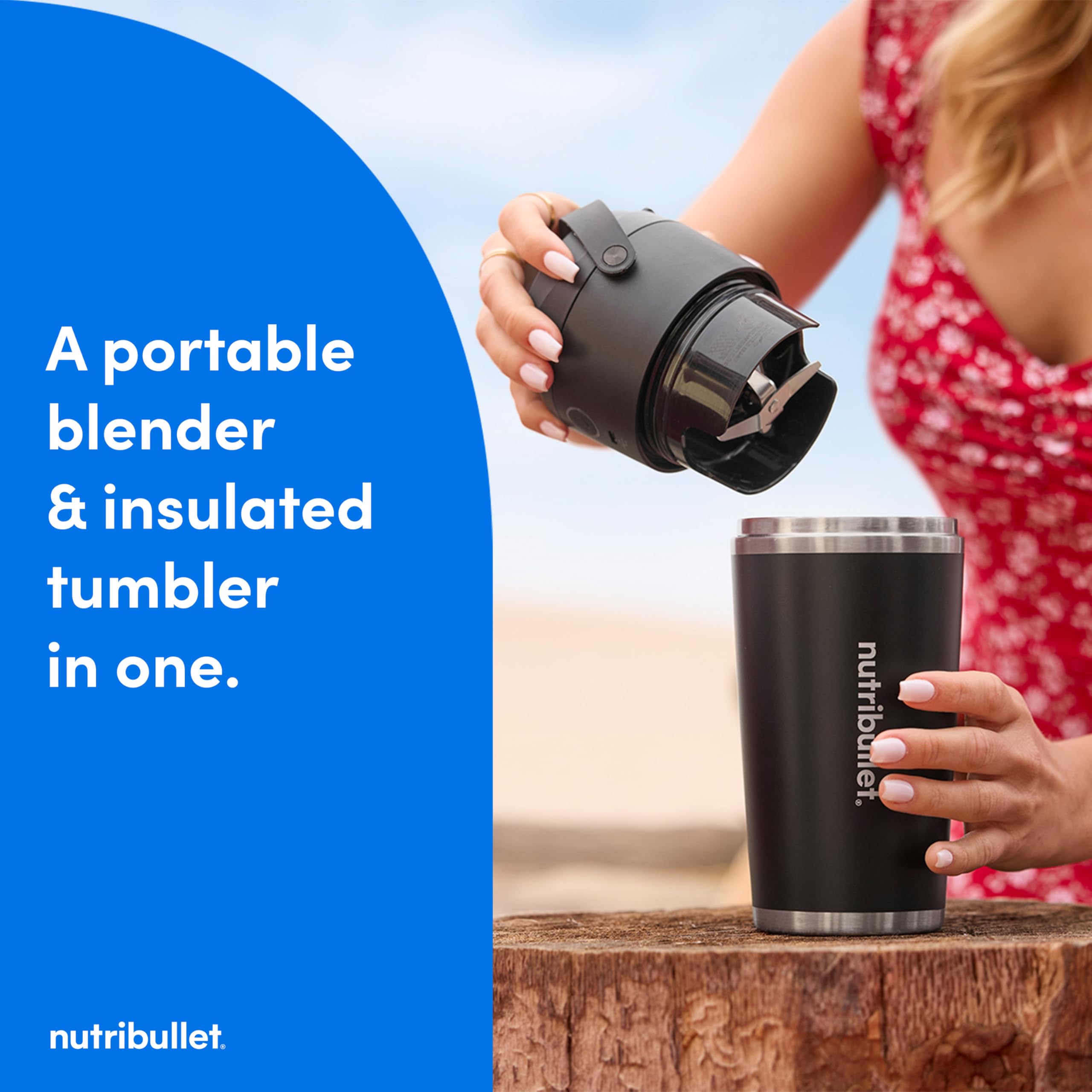 nutribullet Flip Portable Blender with Insulated Cup, Cordless, Brushed Stainless, NBPB50350SS