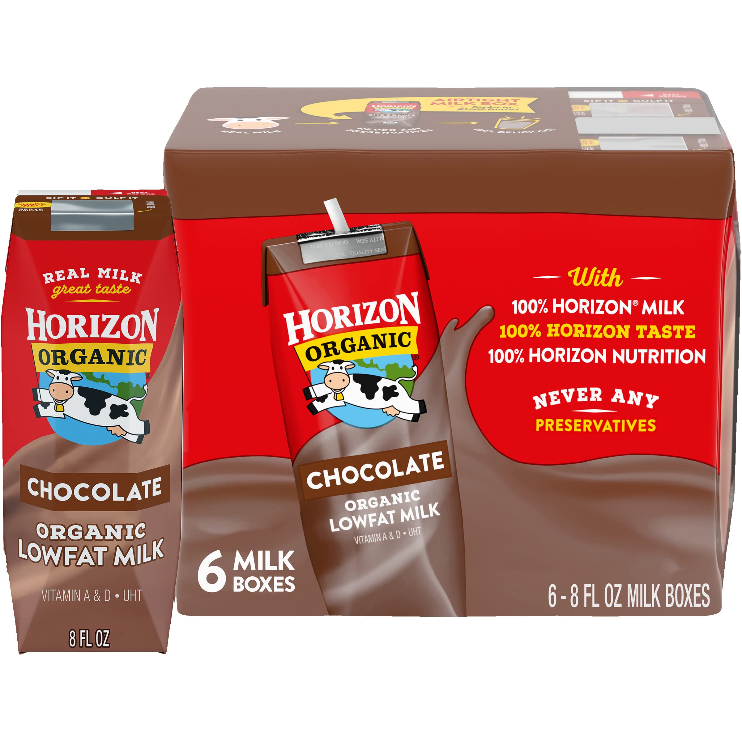 Horizon Organic, 1% Low Fat Milk, Chocolate, 6pk, 8oz