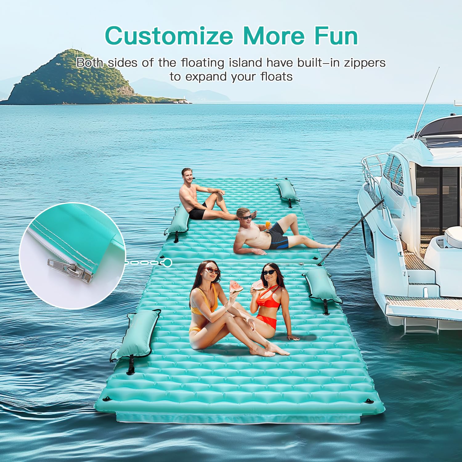 Sunrio 114'' X 72'' Giant Inflatable Floating Mat-Pool Float Lake Floats for Adults with Pool Hammock Pool Mats for Floating Swimming Pool, Beach, Lake for Summer Water Party