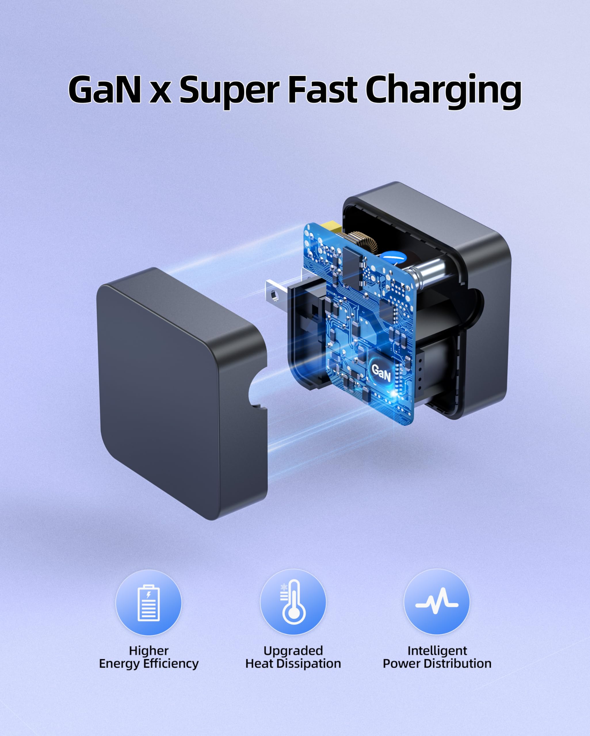 Charger for Asus Laptop, GaN Fast Charger, Ultra Mini (40% Smaller), Foldable, USB C & Round Connector (Universal), 7.5ft Extended Cable, 65W/45W/33W