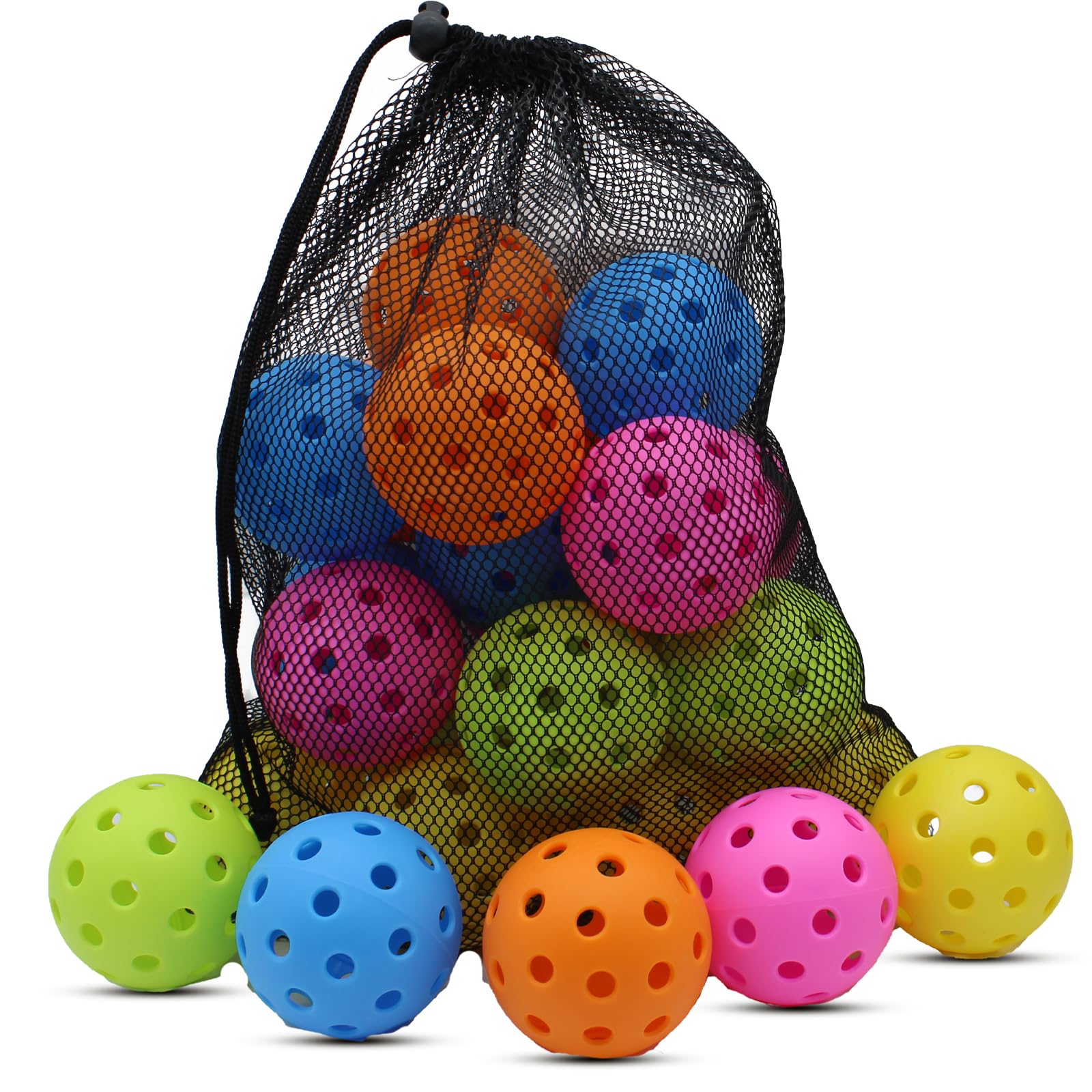 Magicorange Pickleball Balls, 20 Pack 40 Holes Outdoor Pickleballs, High Elasticity & Durable Pickle Balls for All Style Pickleball Paddles (Multicolour)