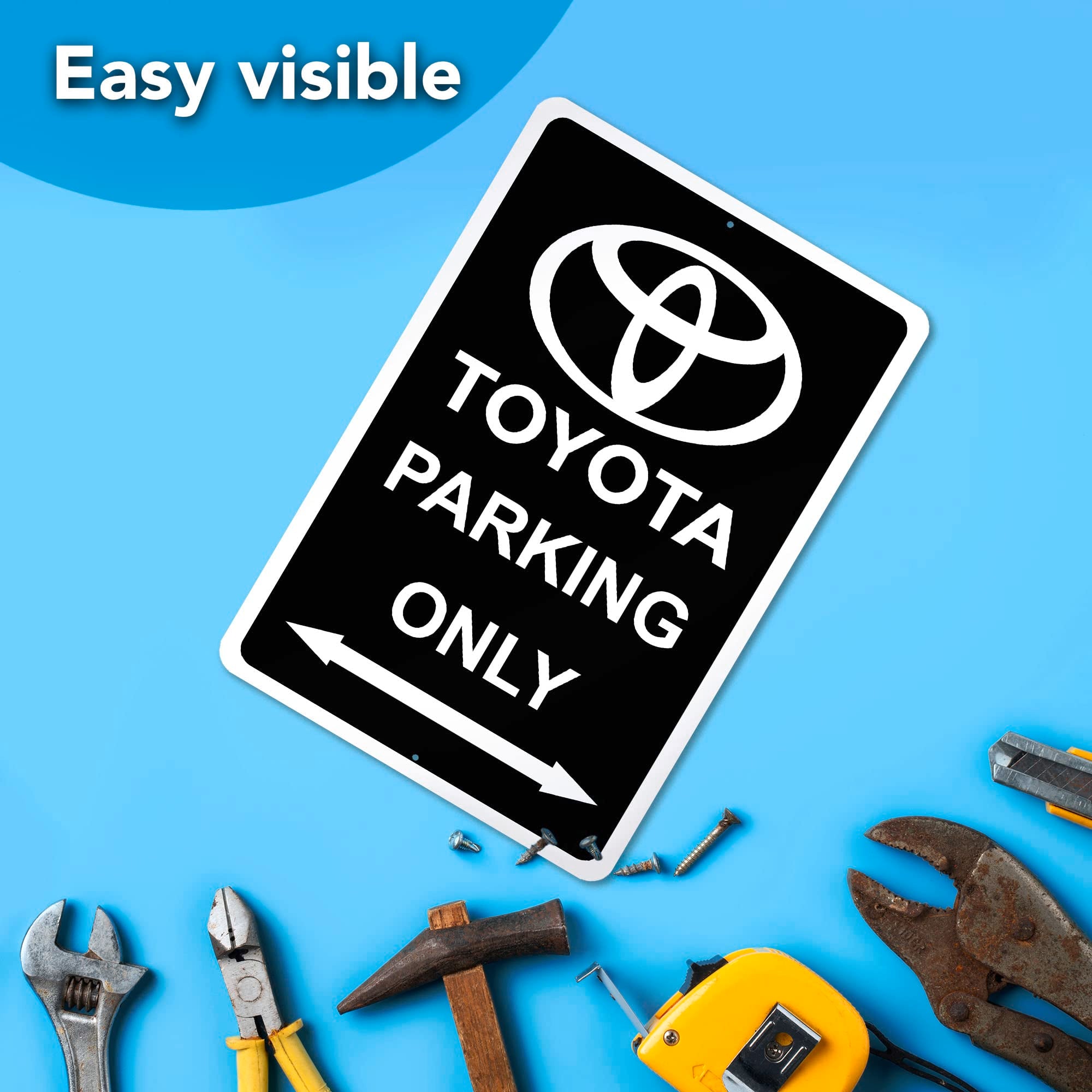 Toyota Parking Only Sign - 8x12 Aluminum Supra Gifts for Men - Black Toyota Signs for Garage, Bar, Man Cave