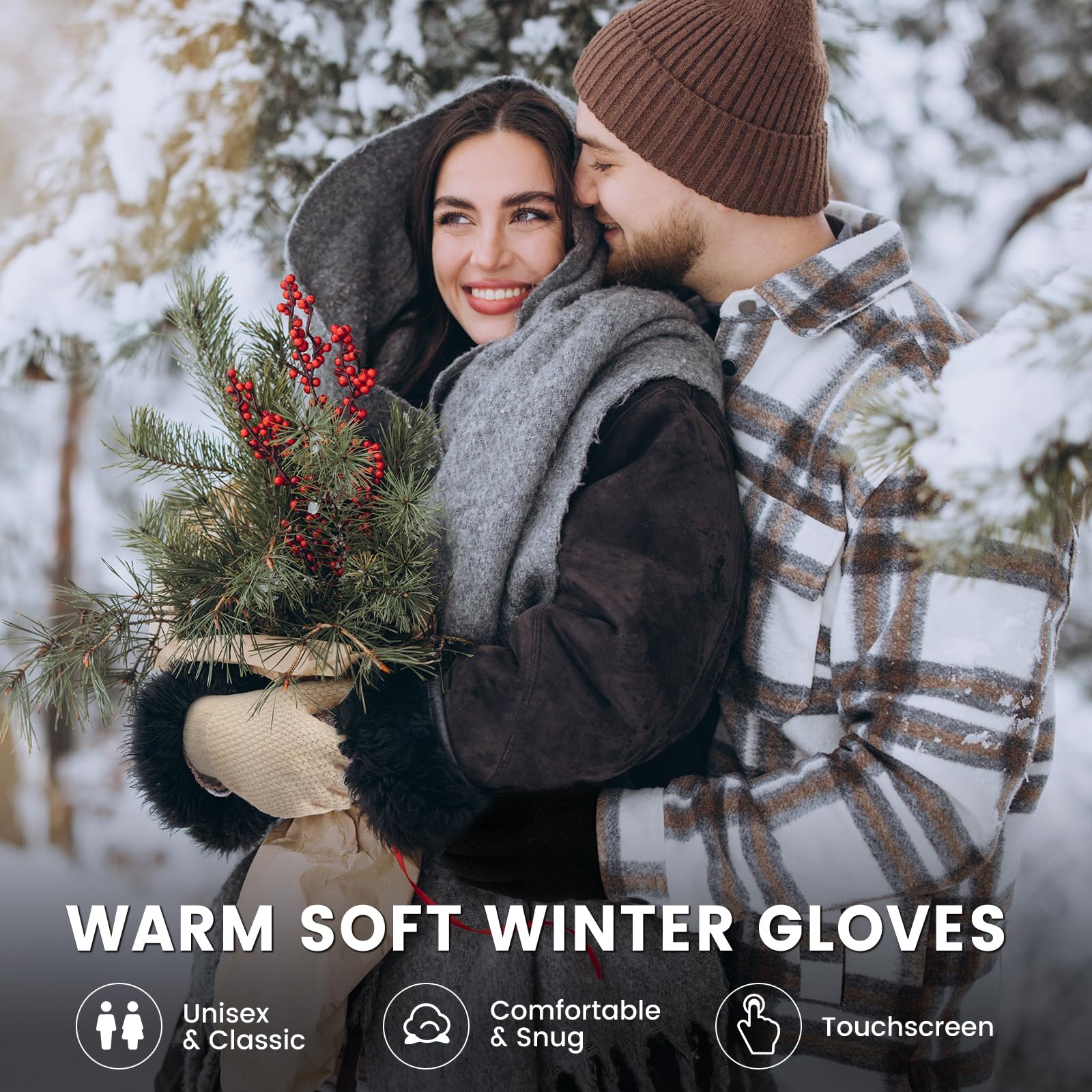 Loiyadn Winter Gloves - 4 Pairs Women's Winter Gloves, Winter Touchscreen Gloves Women Men, Warm Knit Gloves for Cold Weather