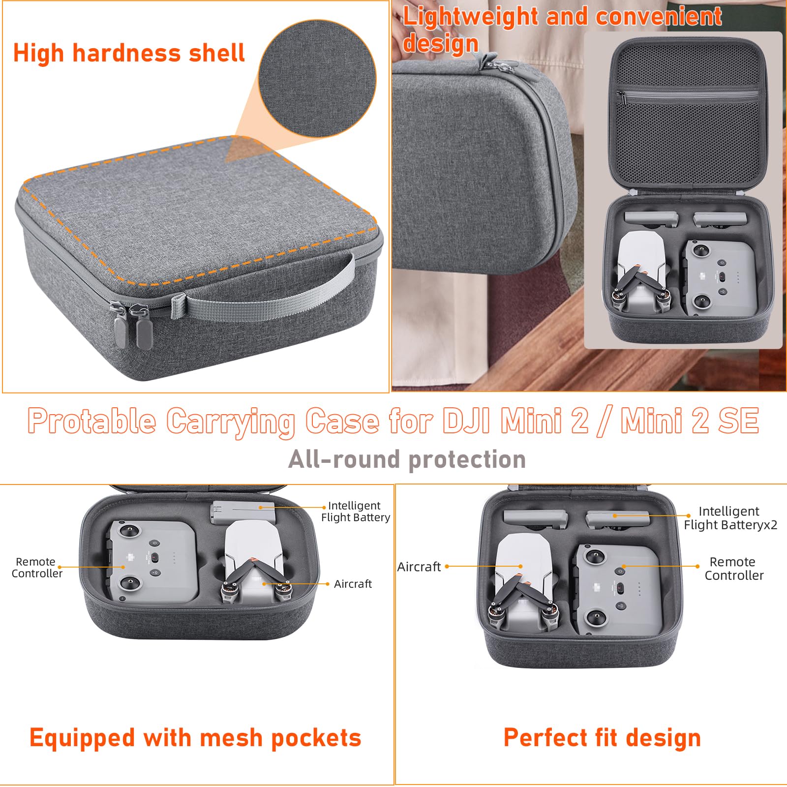 O'woda Mini 4K / Mini 2 SE/Mini 2 Carrying Case, Hard Shell Storage Bag Travel Box Compatible with DJI Mini 2/ Mini 2 SE/Mini 4K Drone and Remote Comtroller Accessories