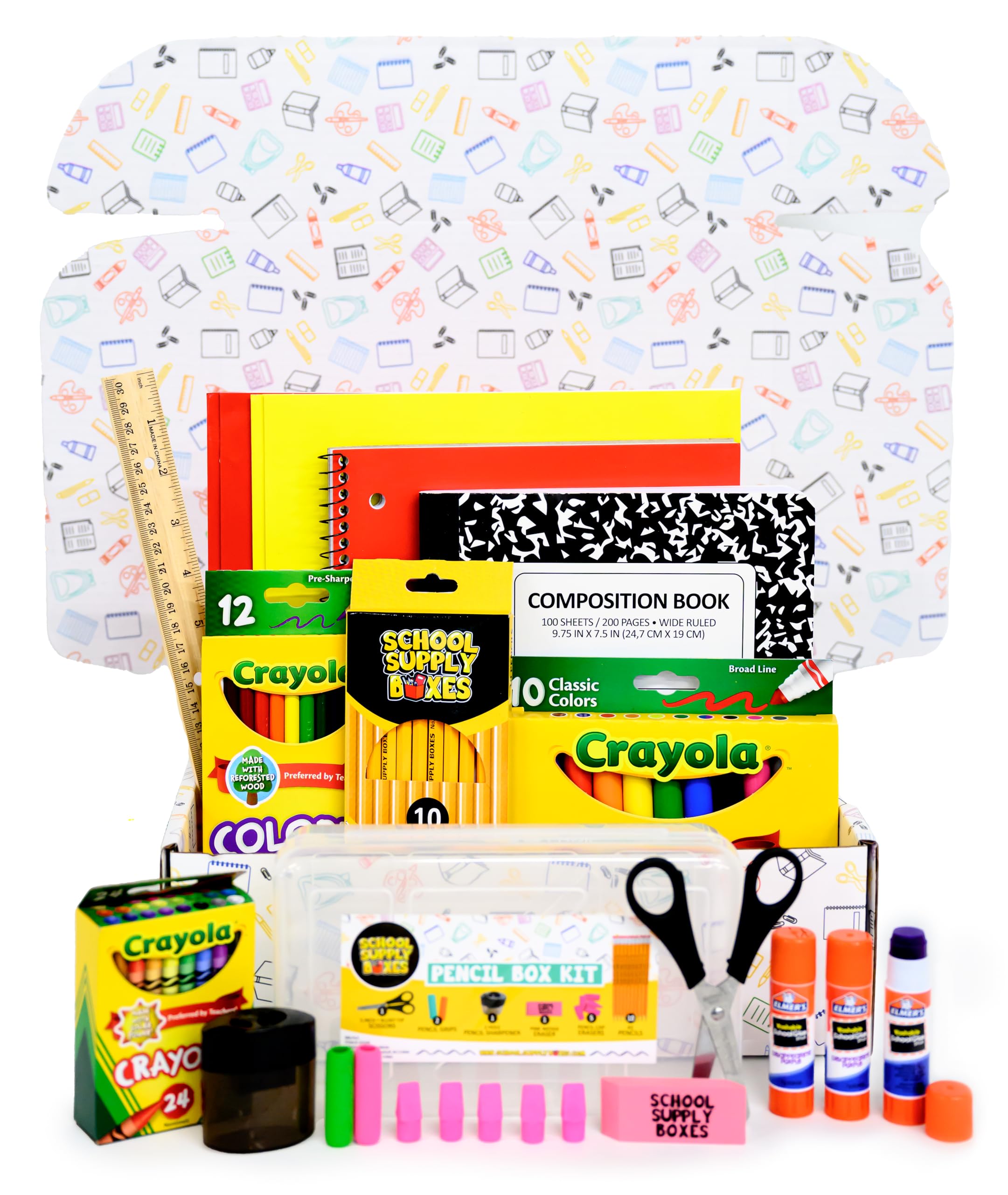 Back to School Supply Box Grades K-5 - School Supply Kit Back to School Essentials - 32 Pieces