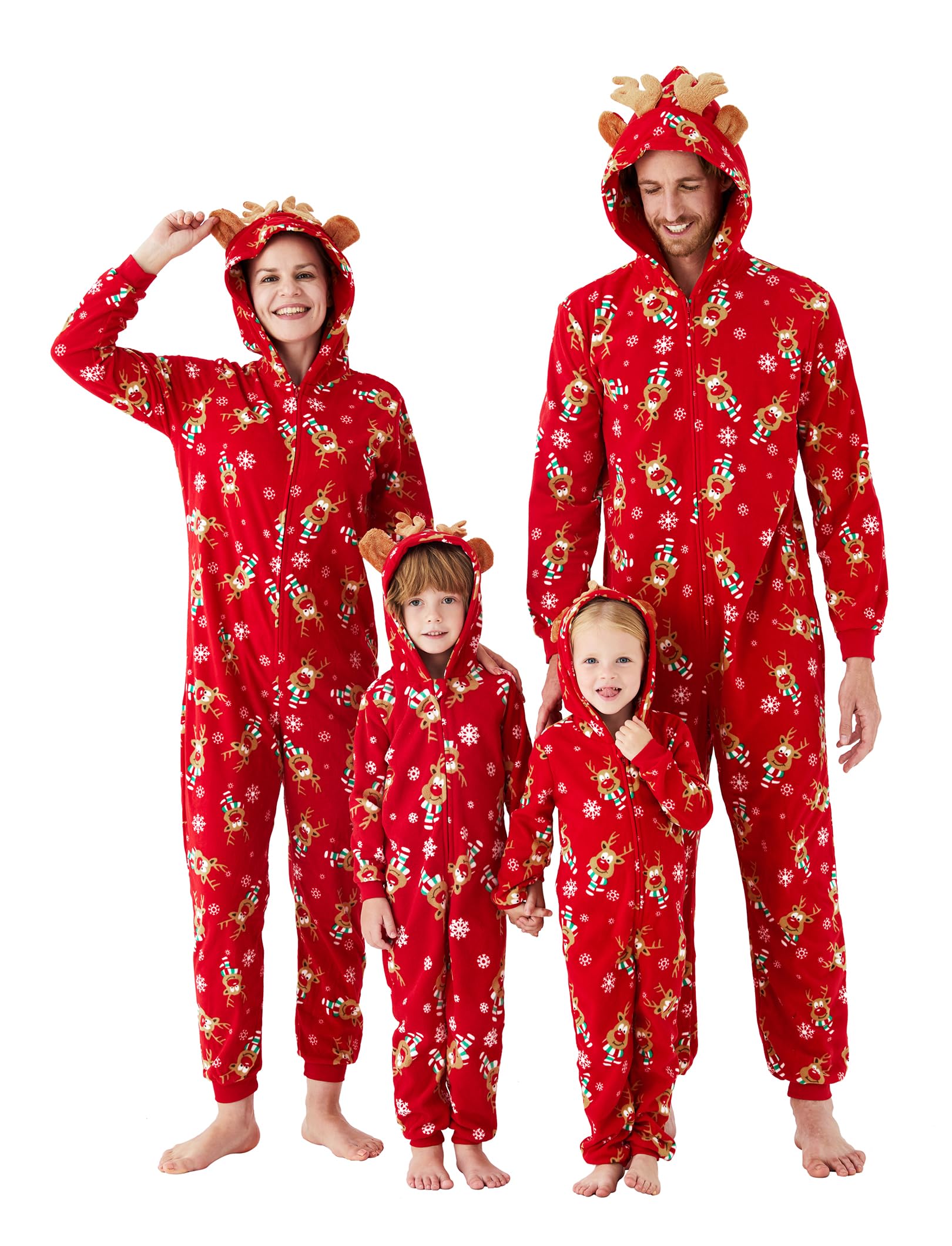 PATPAT Family Christmass Matching Sets Pajamas Vacation Cute Print Pjs Hoodie Sleepwear for Baby Red Reindeer 12-18 Months