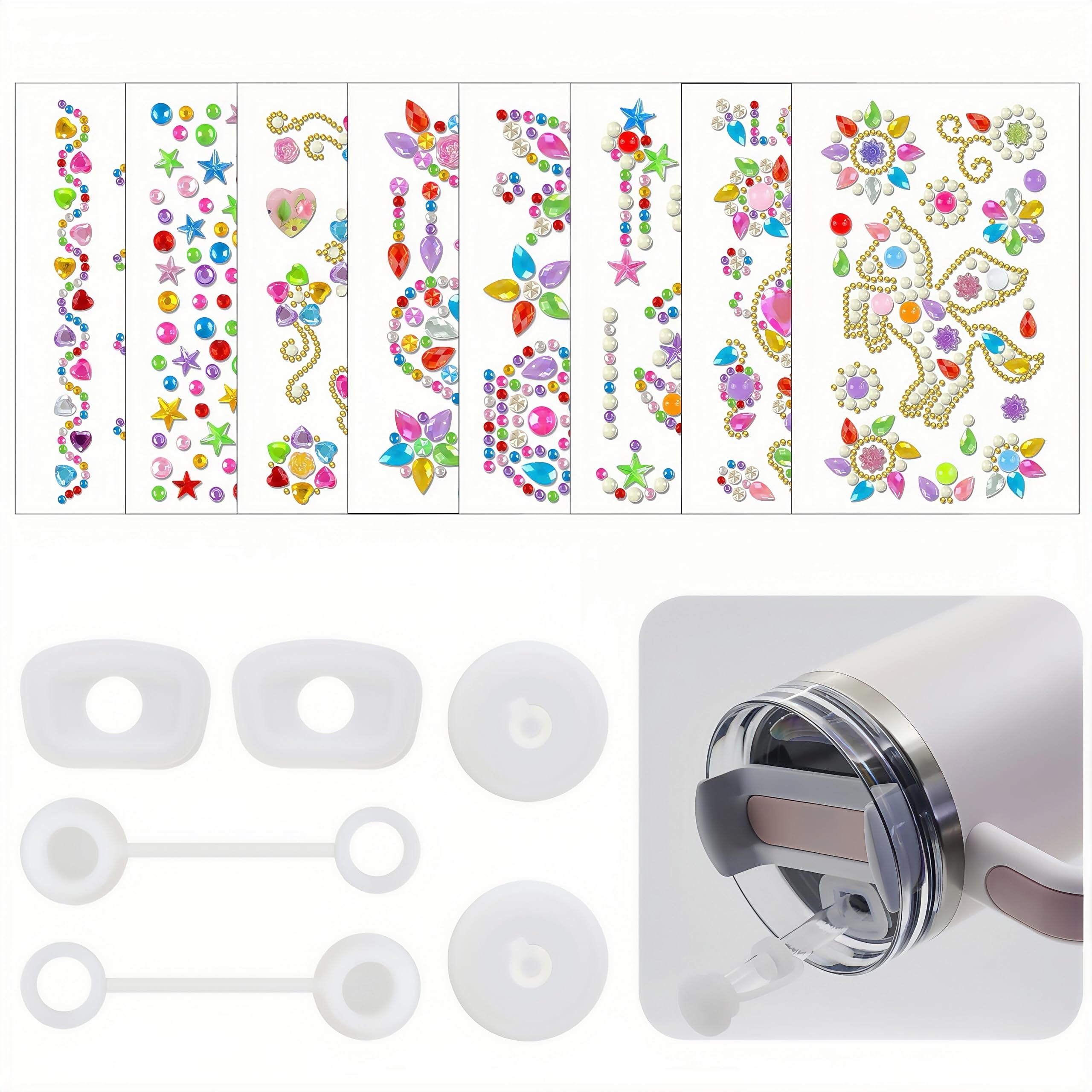 210pcs Water Bottle Stickers and 6pcs Spill Stopper for Stanley