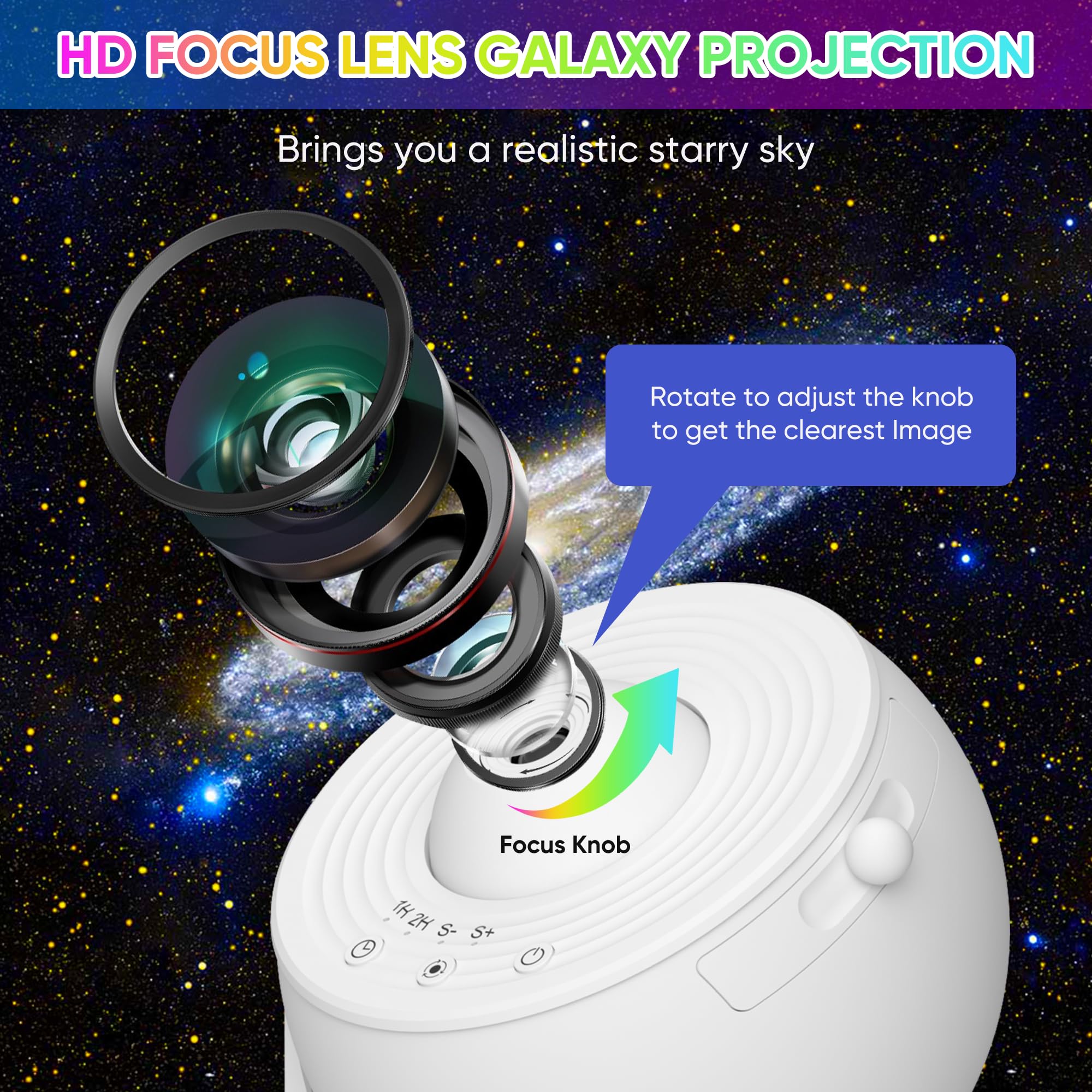 FlyLily Galaxy Projector - 13 in 1 HD Planetarium Star Projector for Bedroom, 360 Rotating Galaxy Light with Adjustable Knob and Timer for Kids, Ceiling, Gifts, Room Decoration