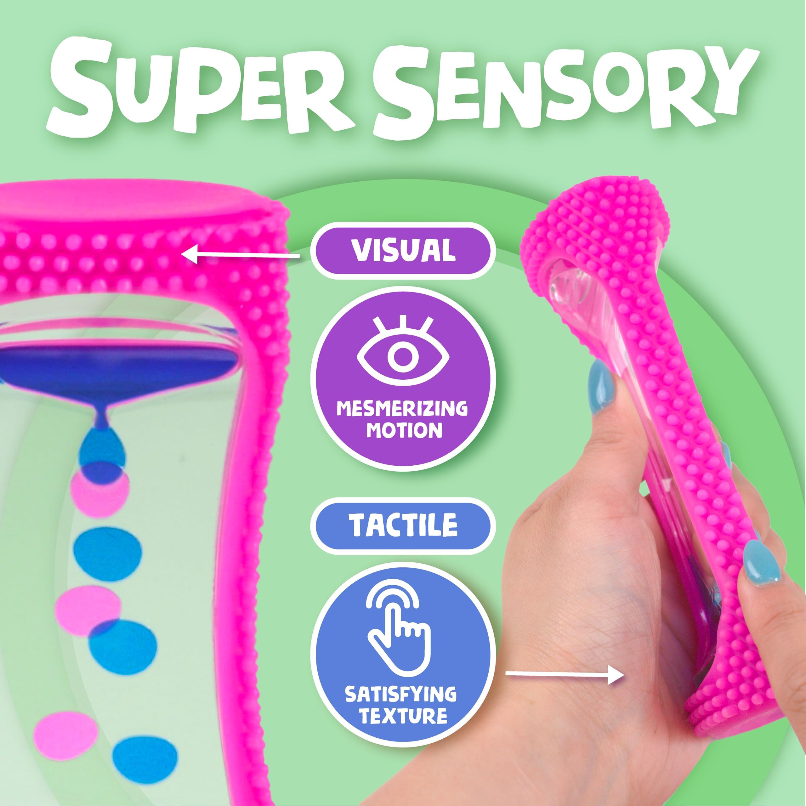 BUNMO Liquid Motion Bundles with Sensory Texture - Liquid Timer - Bubble Timer - Liquid Motion Sensory Toys for Sensory Exploration - Kid Sensory Bottles Tubes - Small