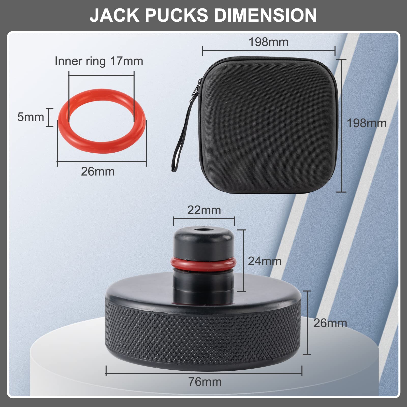 Edulnke Lifting Jack Pads Compatible with Tesla Model 3/S/X/Y, Upgrade Sturdy Rubber Lift Jack Pucks, 2016-2023 Jack Pad with Protective Ring, Floor Jack Adapters Protects Battery & Chassis