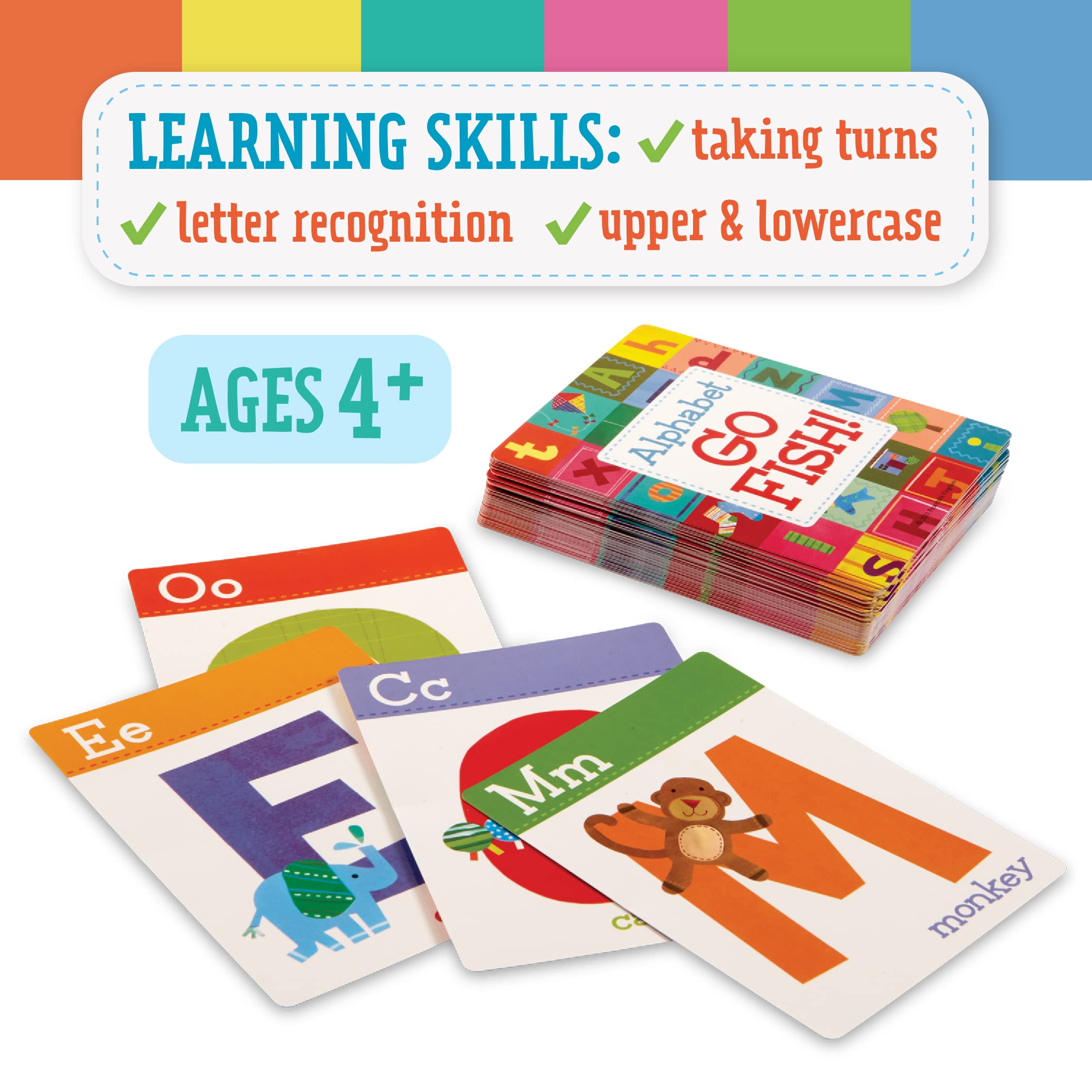 Peaceable Kingdom Alphabet Go Fish Letter Matching Card Game with 52 Oversized Cards Card Games for Kids Ages 4+ 2 to 6 Players