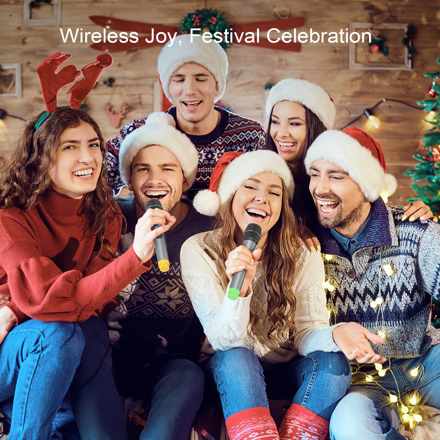 FIFINE UHF Dual Channel Wireless Handheld Microphone, Easy-to-use Karaoke Wireless Microphone System-K036