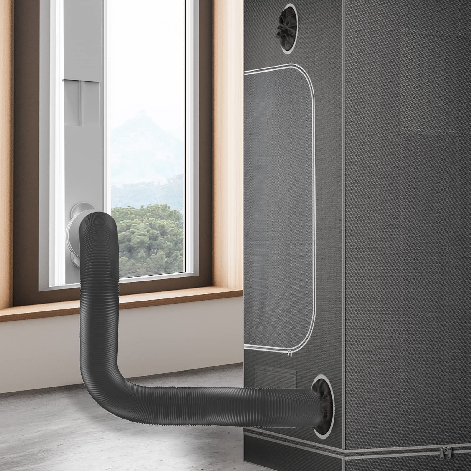AC Infinity Window Duct Kit, Universal Vent Port for 4” and 6” Inline Fans, Window Vent Kit Fit with HVAC Ducting, Hoses, Duct Fans, Air Conditioner, and Dryer in Homes, Grow Tents, and Grow Rooms