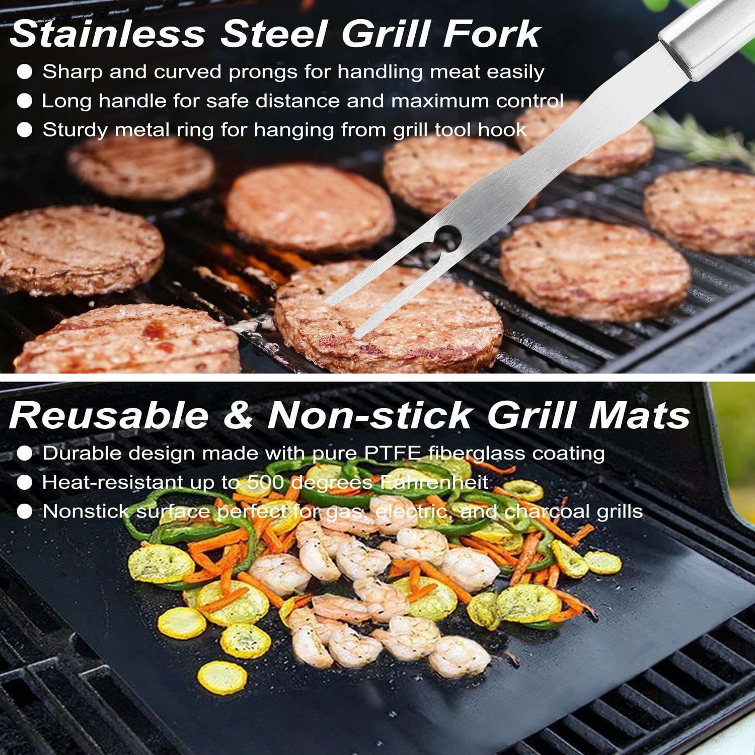 POLIGO 22PCS Heavy Duty BBQ Grill Accessories Set, Non-Slip Grill Tools for Outdoor Grill Set Thicker Stainless Steel Grill Utensils Set, Deluxe Grilling Tools Set in Aluminum Case Ideal Gifts for Men