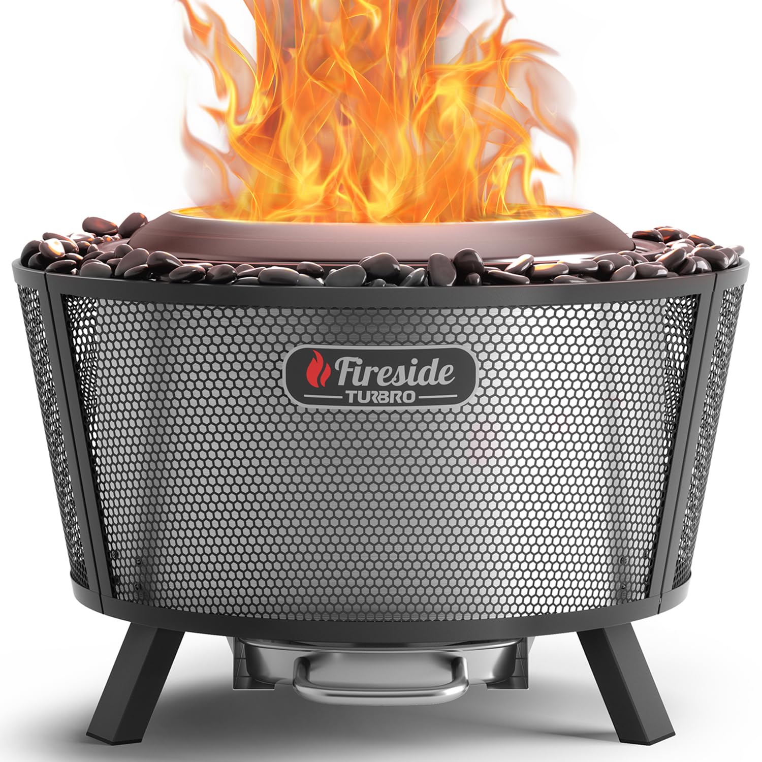 TURBRO 29 Inch Smokeless Fire Pit for Outdoor Wood Burning, Stainless Steel Camping Stove with Stand, Removable Ash Pan, Waterproof Storage Bag, Pluto R29, Black