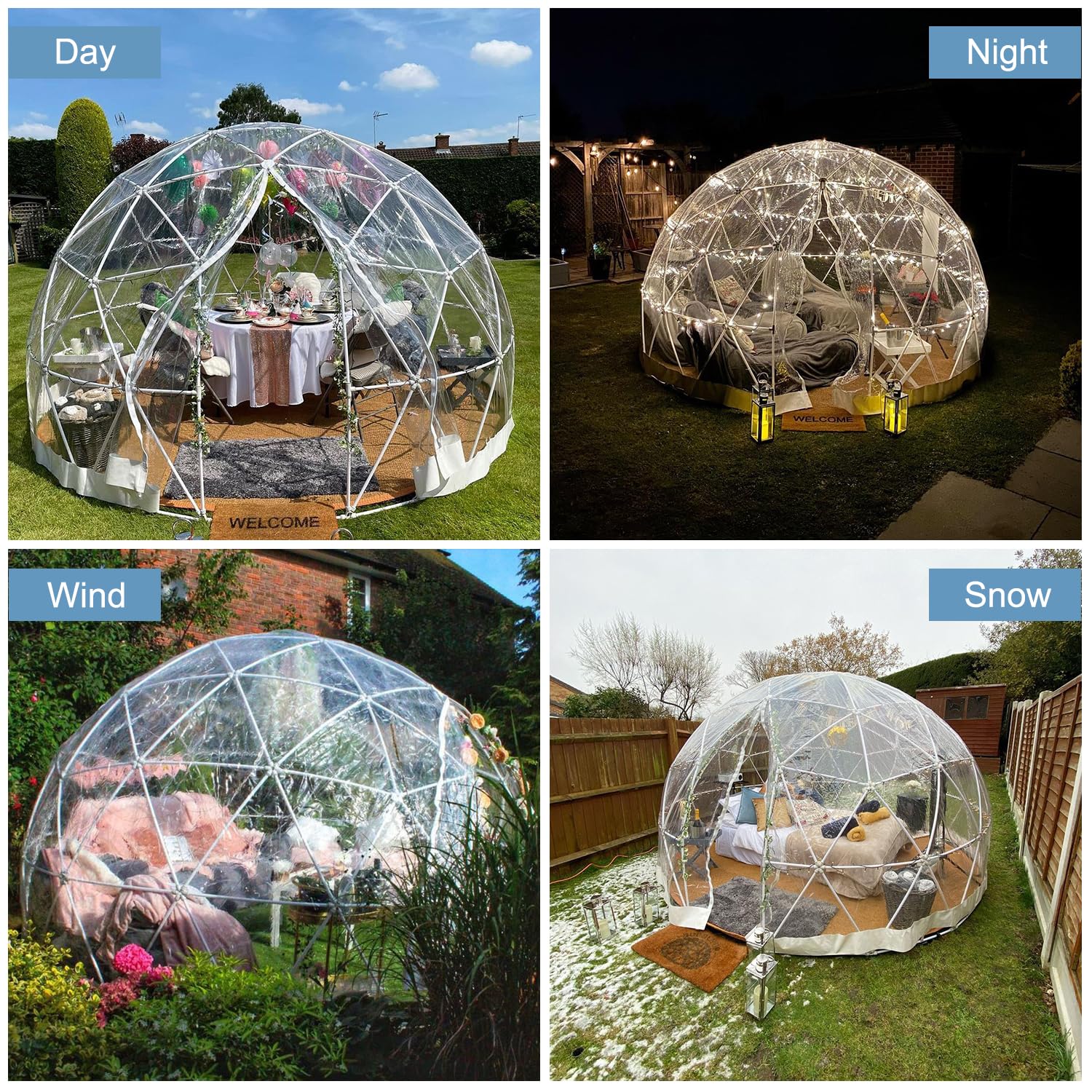 Garden Dome Igloo Bubble Tent House Outdoor 12 FT, Weatherproof Greenhouse Bubble Tent, Transparent Garden Dome House for Backyard, Party
