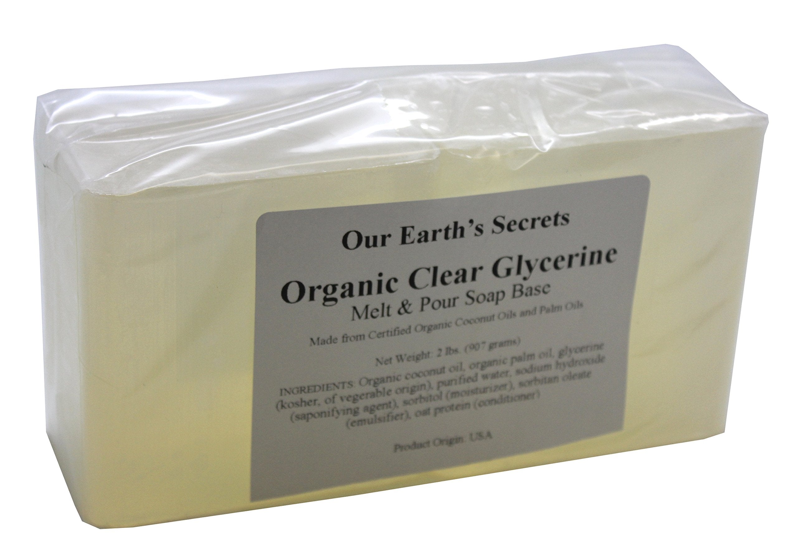 Our Earth's Secrets Organic Oil Clear Glycerin - 2 Pound Melt and Pour Soap Base
