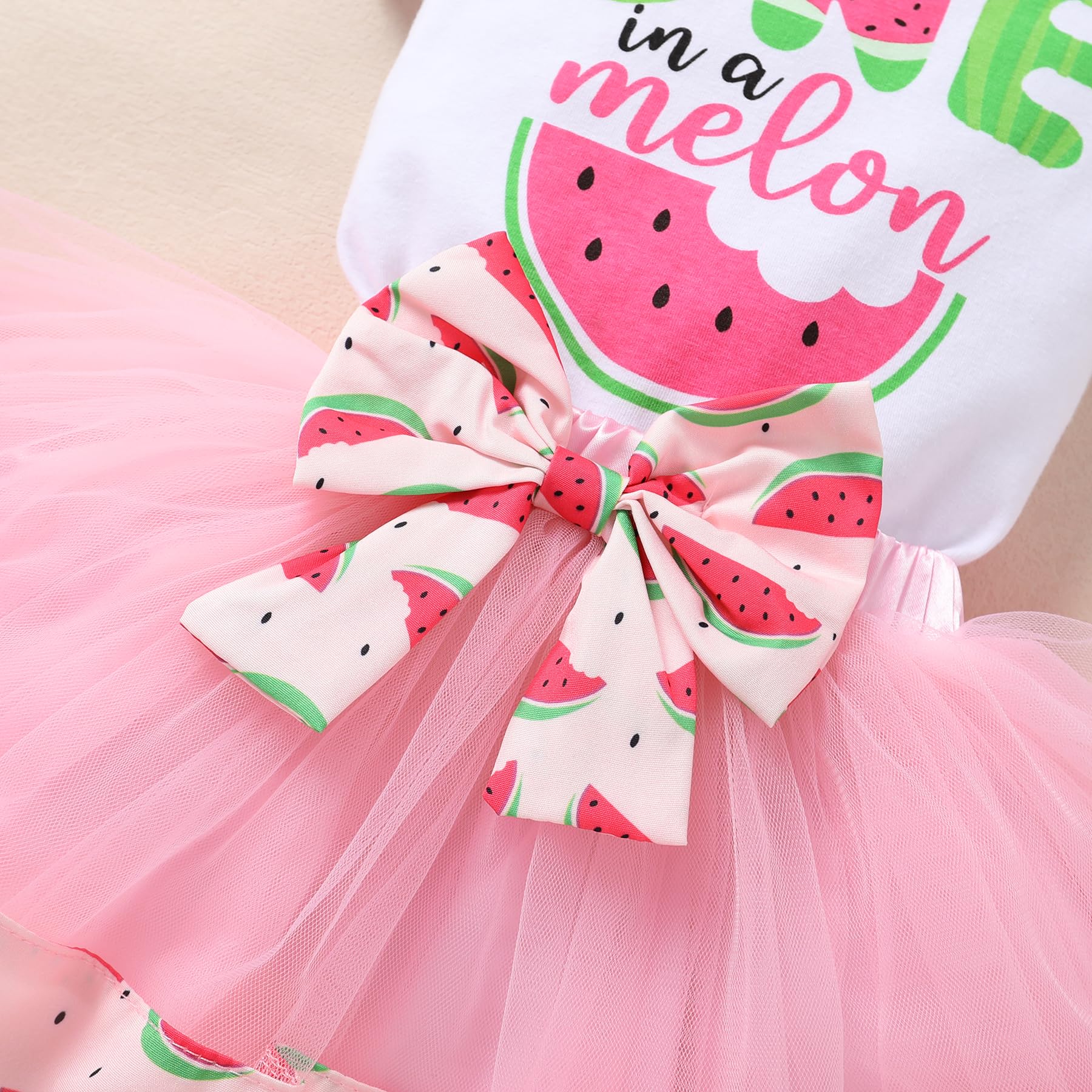 YOUNGER TREE Baby Girls 1st Birthday Outfit Sweet One Romper Donut Candy Bowknot Tutu Skirt Set One Years Old Clothes Birthday Gifts (One in a melon, 12-18 months)