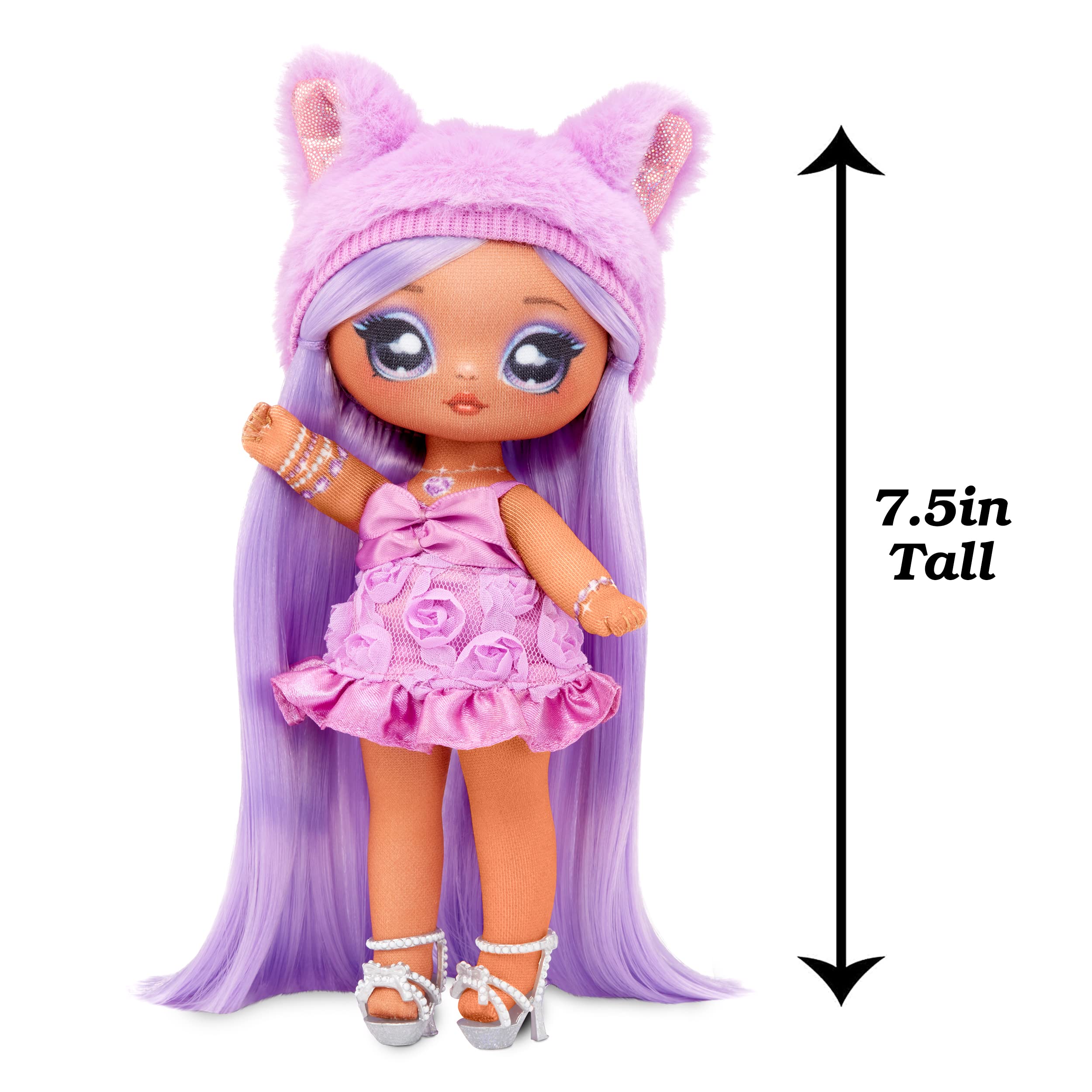 Na Na Na Surprise Sweetest Gems™ Valentina Lovely 7.5" Fashion Doll Amethyst Birthstone Inspired with Purple Hair, Satin Dress & Brush, Poseable, Great Toy Gift for Kids Girls Boys Ages 5 6 7 8+ Years