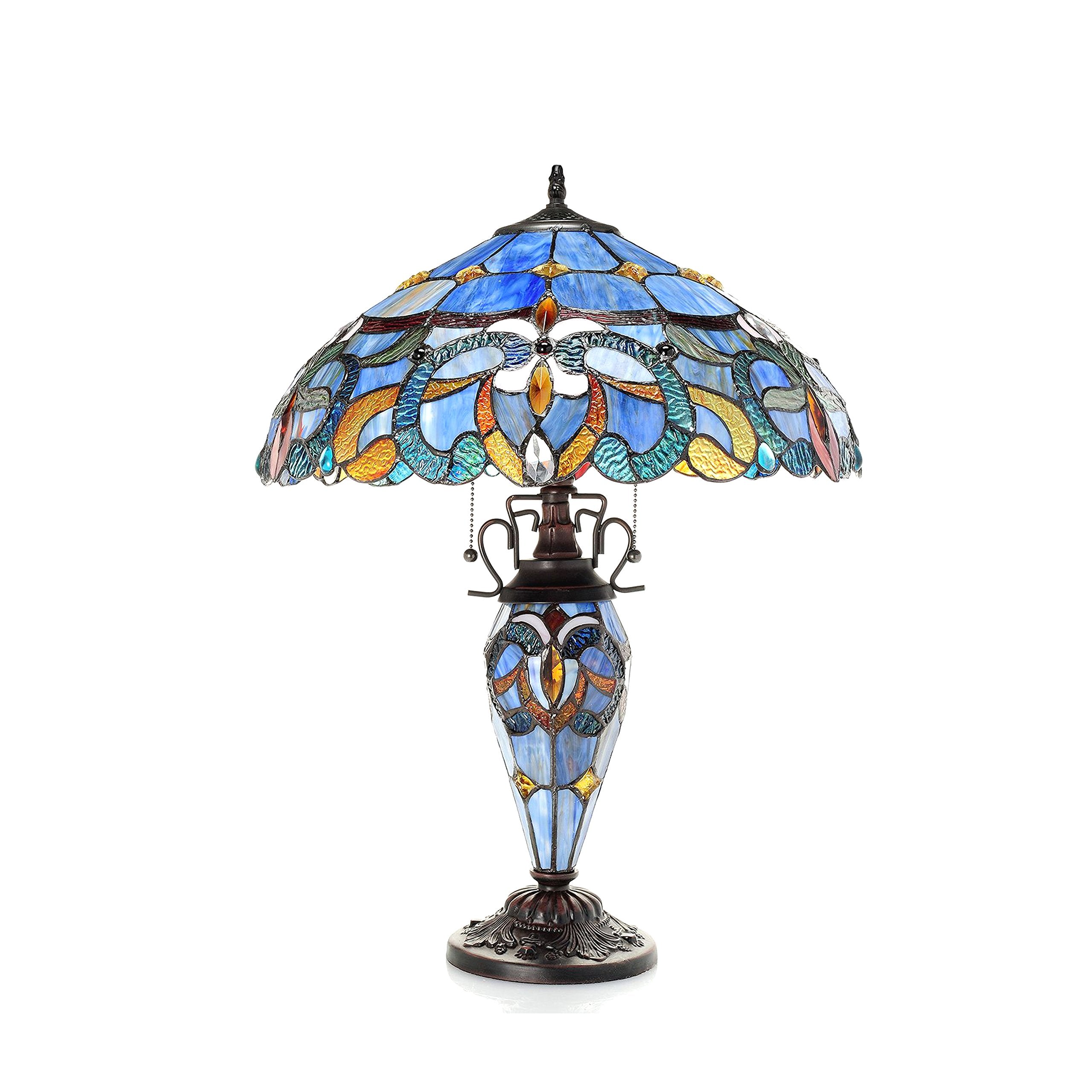 Chloe CH18091PV18-DT3 Nora Double Lit Table Lamp, One Size, Multicolor