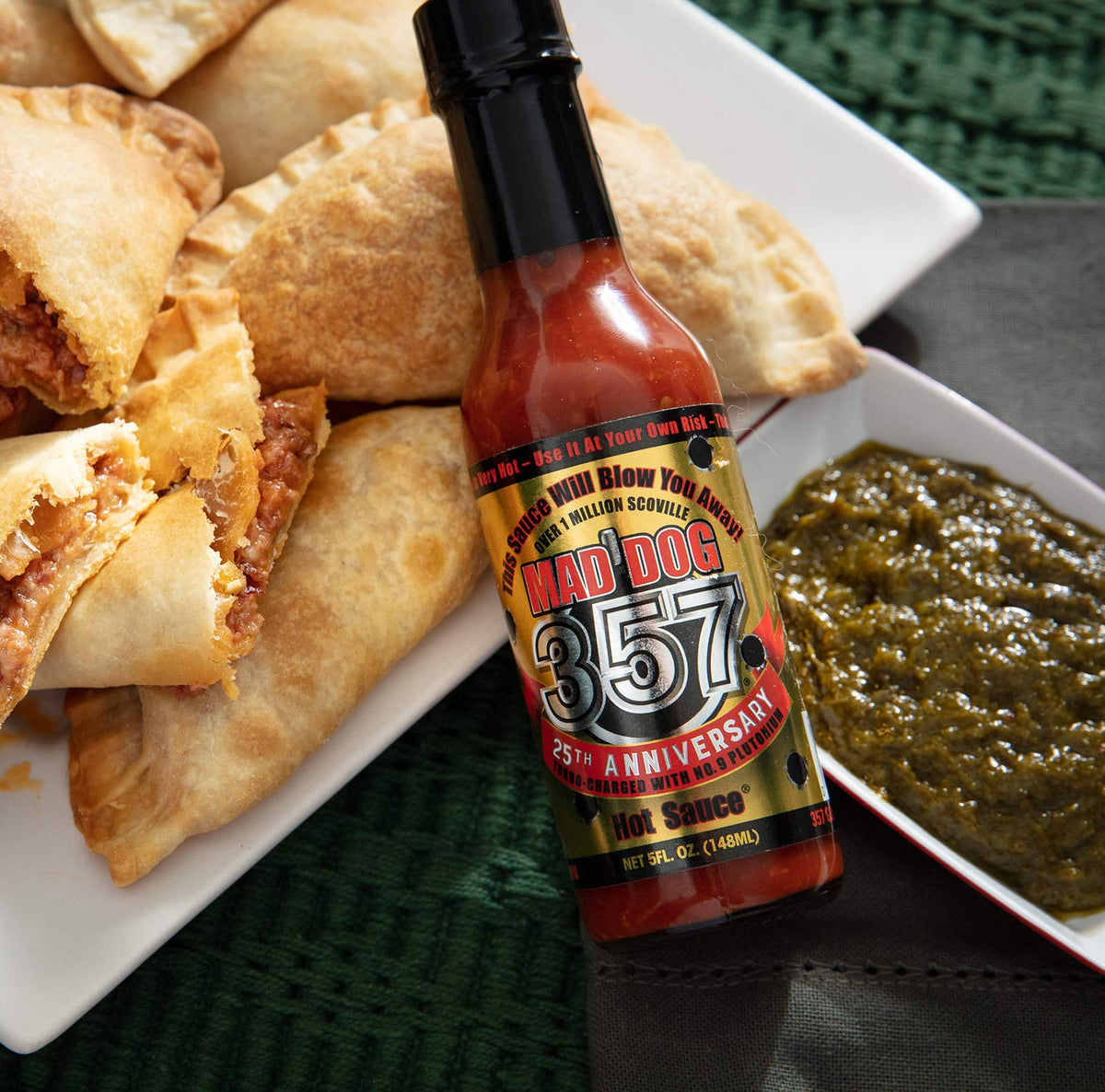 Mad Dog 357 Gold Edition Hot Sauce, Over 1 Million Scoville, Carolina Reaper, Scorpion & Ghost Peppers, Enhanced with No. 9 Plutonium Pepper Extract, 5 oz.