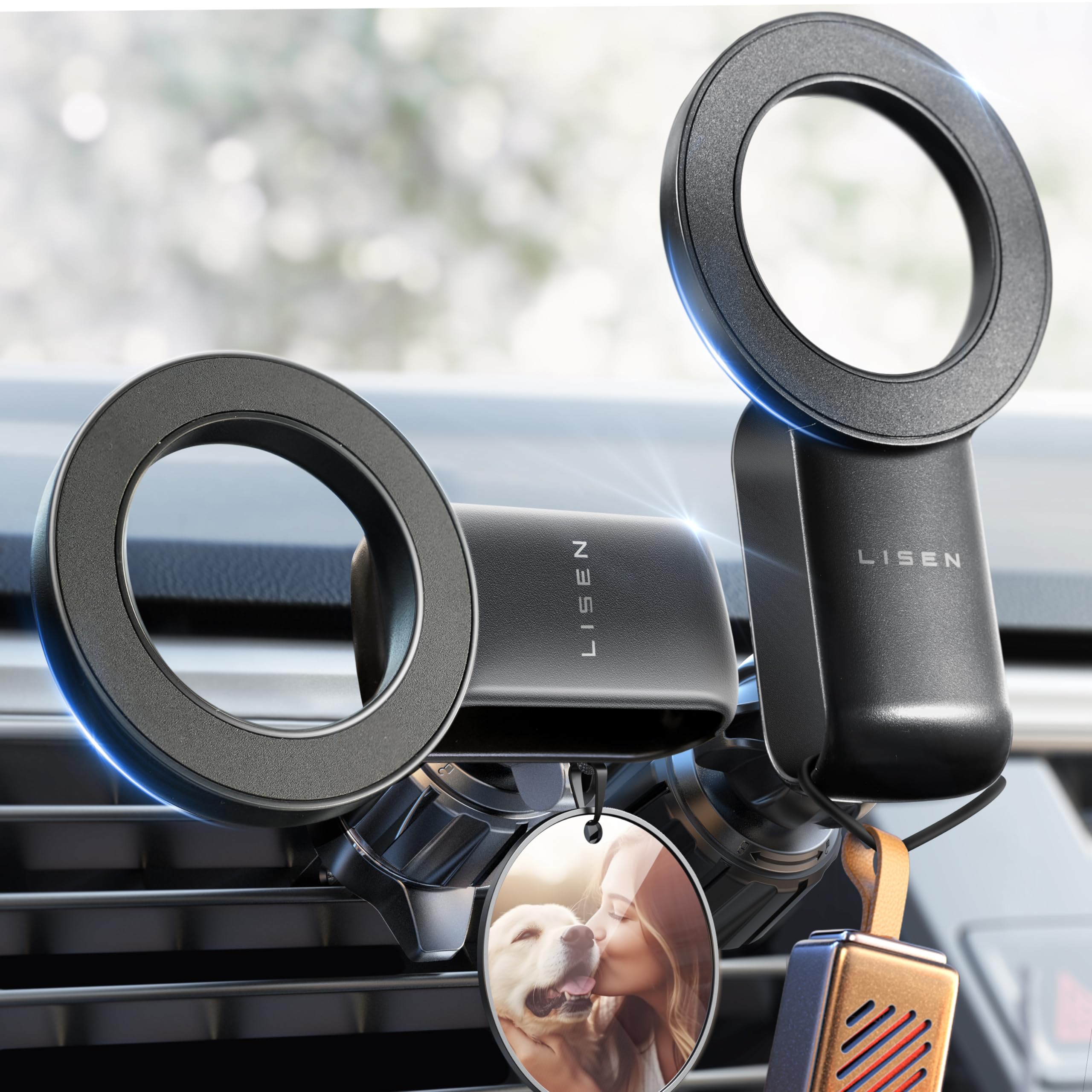 LISEN Fits iPhone 16 15 MagSafe Car Mount - [30 Super Magnets] Magnetic Car Phone Mount, Air Vent Cell Phone Holder, Automobile Car Phone Hold for iPhone 16 15 14 13 12 Pro Max Plus