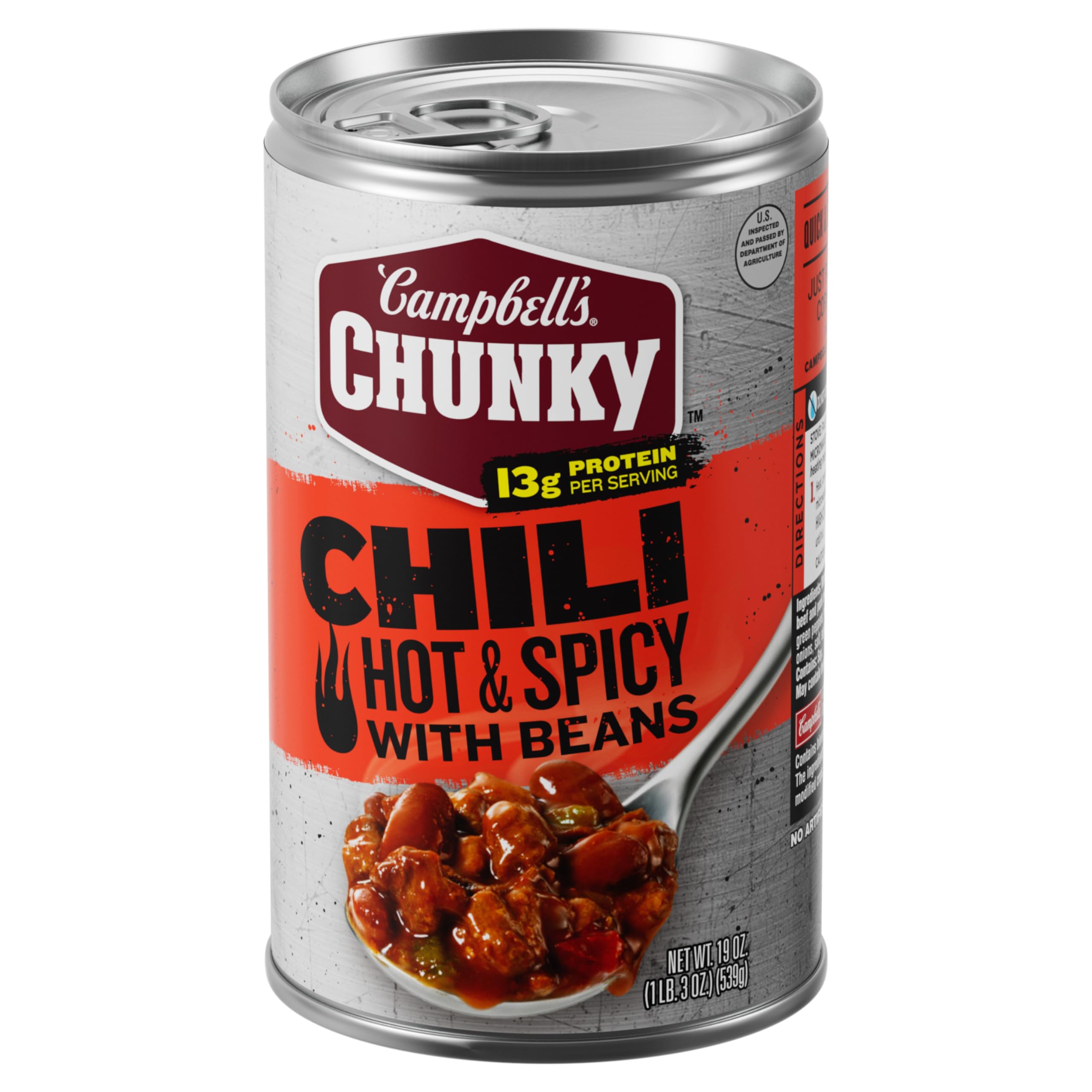 Campbell's Chunky Chili, Hot and Spicy Chili with Beans, 19 oz Can