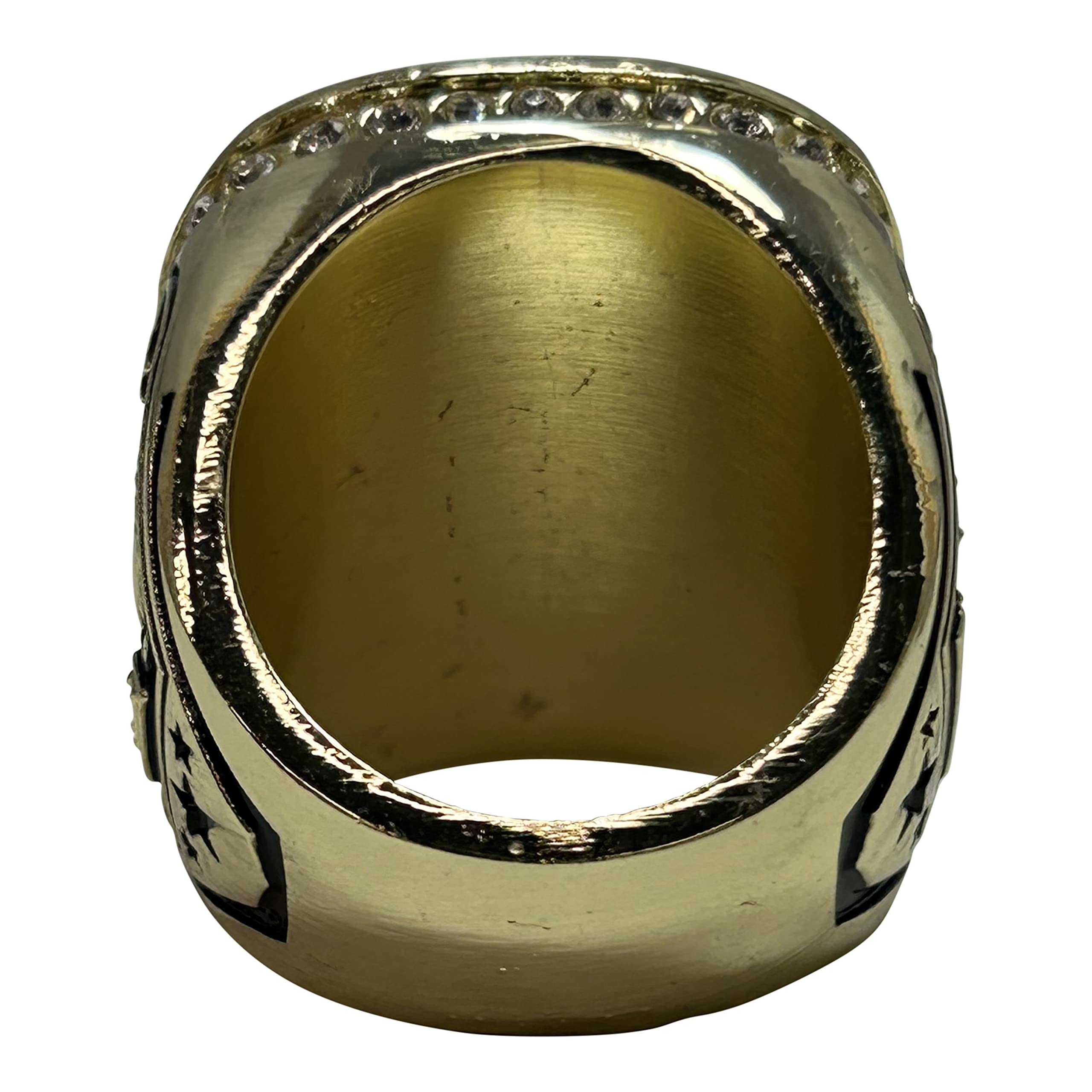 Express Medals Pack of 12 Champion Gold Football Ring Trophy Style Award Gift Fantasy Prize with Display Neck Chain and Stand Championship Rings Ball