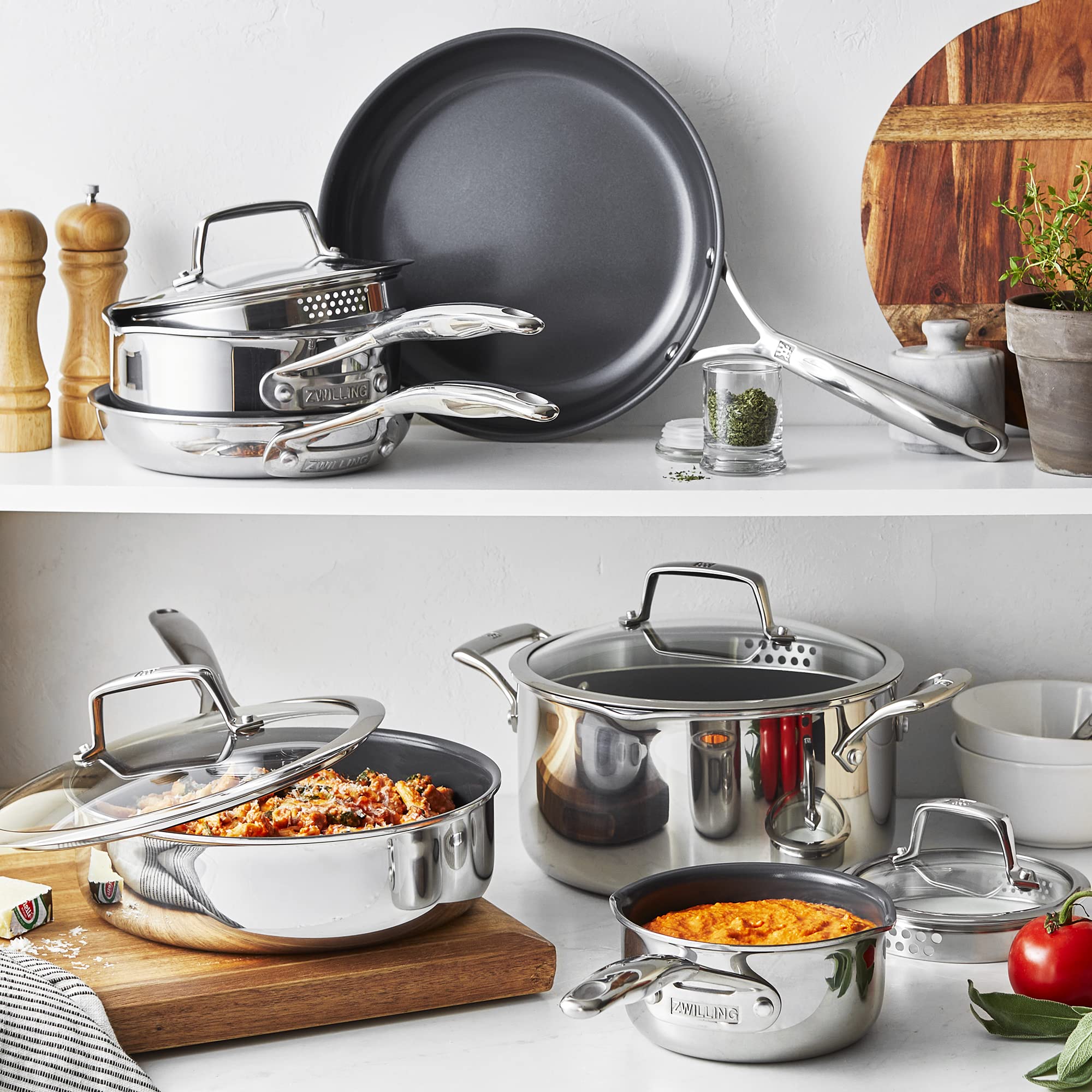 ZWILLING Energy Plus 10-pc Stainless Steel Ceramic Nonstick Cookware Set