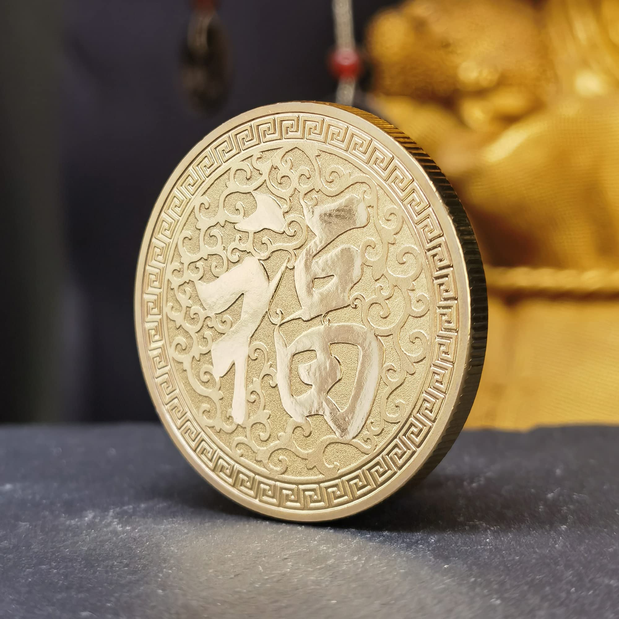 Chinese Holy Dragon and Traditional Auspicious Lucky Coin for Lottery Ticket Scratching - Attract Good Fortune - Good Luck Challenge Coin