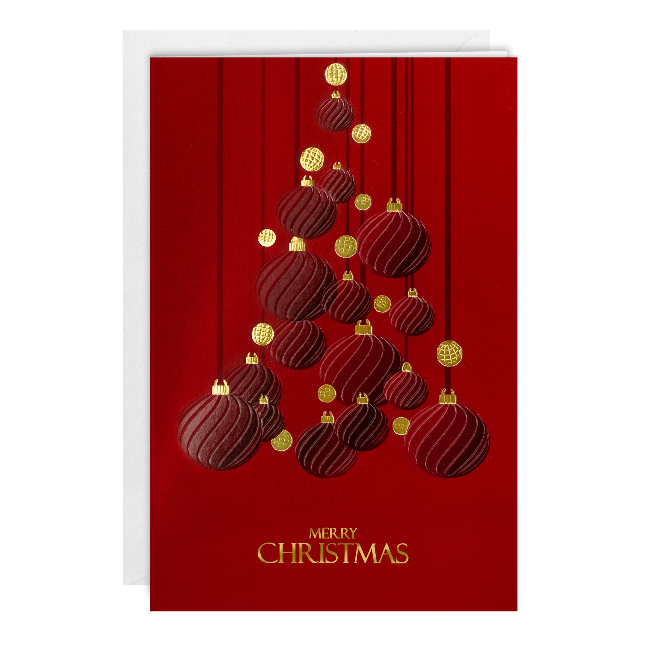 easykart labels 16 Christmas Greeting Cards with Gold Foiling & Embossing with Envelopes, Dark Red Colour, 6.75 x 4.5 Inch Merry Christmas Cards with Seal Stickers For Friends, Family and loved Ones