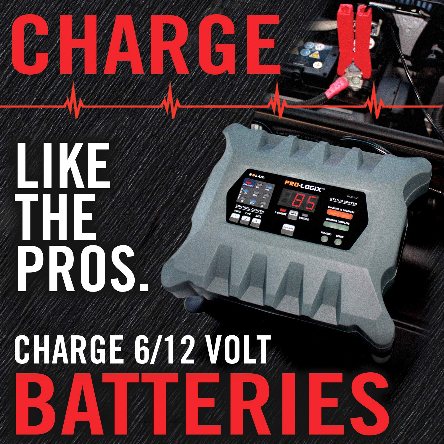 Clore Automotive PL2310 10-Amp Fully-Automatic Smart Charger, 6V and 12V Battery Charger, Battery Maintainer, and Stable Power Supply with Temperature Compensation