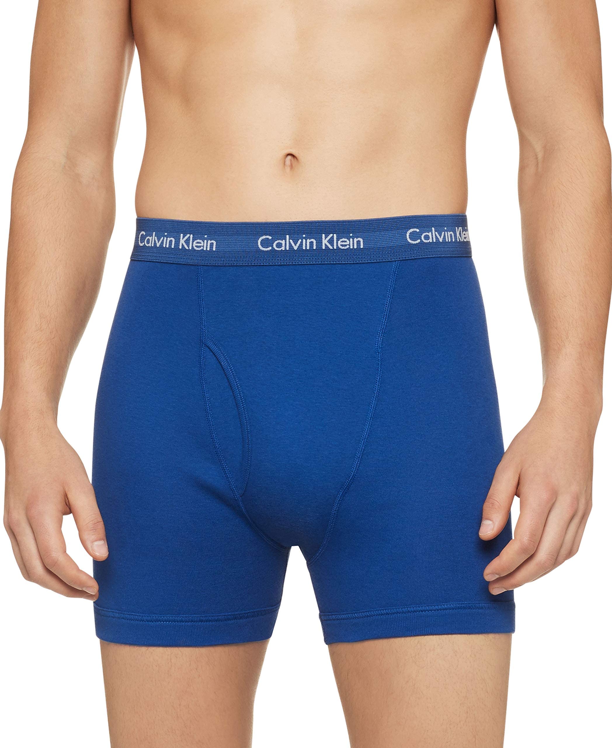 Calvin Klein Men's Cotton Classics 5-pack Boxer Brief, 2 Mazarine Blue, 1 Periwinkle, 1 Dark Night, 1 Evening Blue, Small