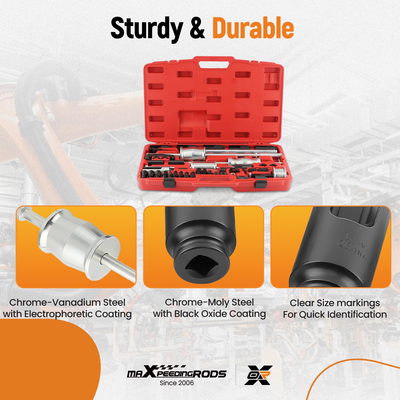 maXpeedingrods 40 Pcs Diesel Fuel Injector Puller Removal Tool, Auto Truck Diesel Injector Extractor Removal Tool, Slide Hammer Fuel Injector Removal Tool Kit for Diesel Engines