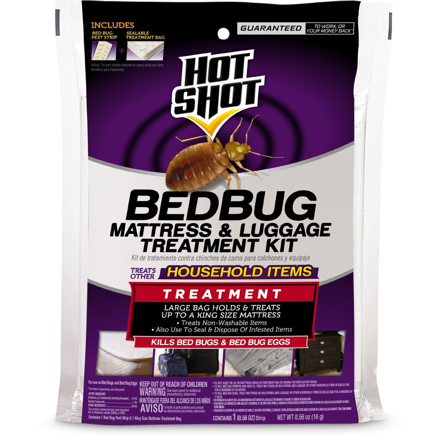 Hot Shot Bedbug Mattress And Luggage Treatment Kit, Seals Mattresses And Other Household Items For Treatment Clear Pack of 6