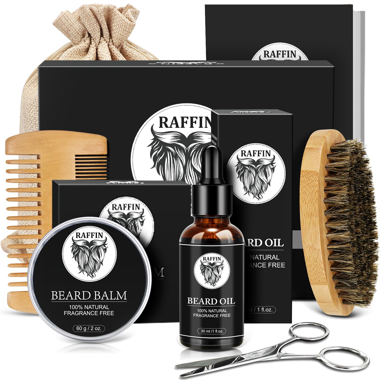 RAFFIN Christmas Gifts for Men, Beard Kit for Men‘s Winter Self-Care, Outfits Men's Grooming Routine, Birthday Gifts for Him, Stocking Stuffers for Adult, Men, Him, Husband, Boyfriend, Son, Dad