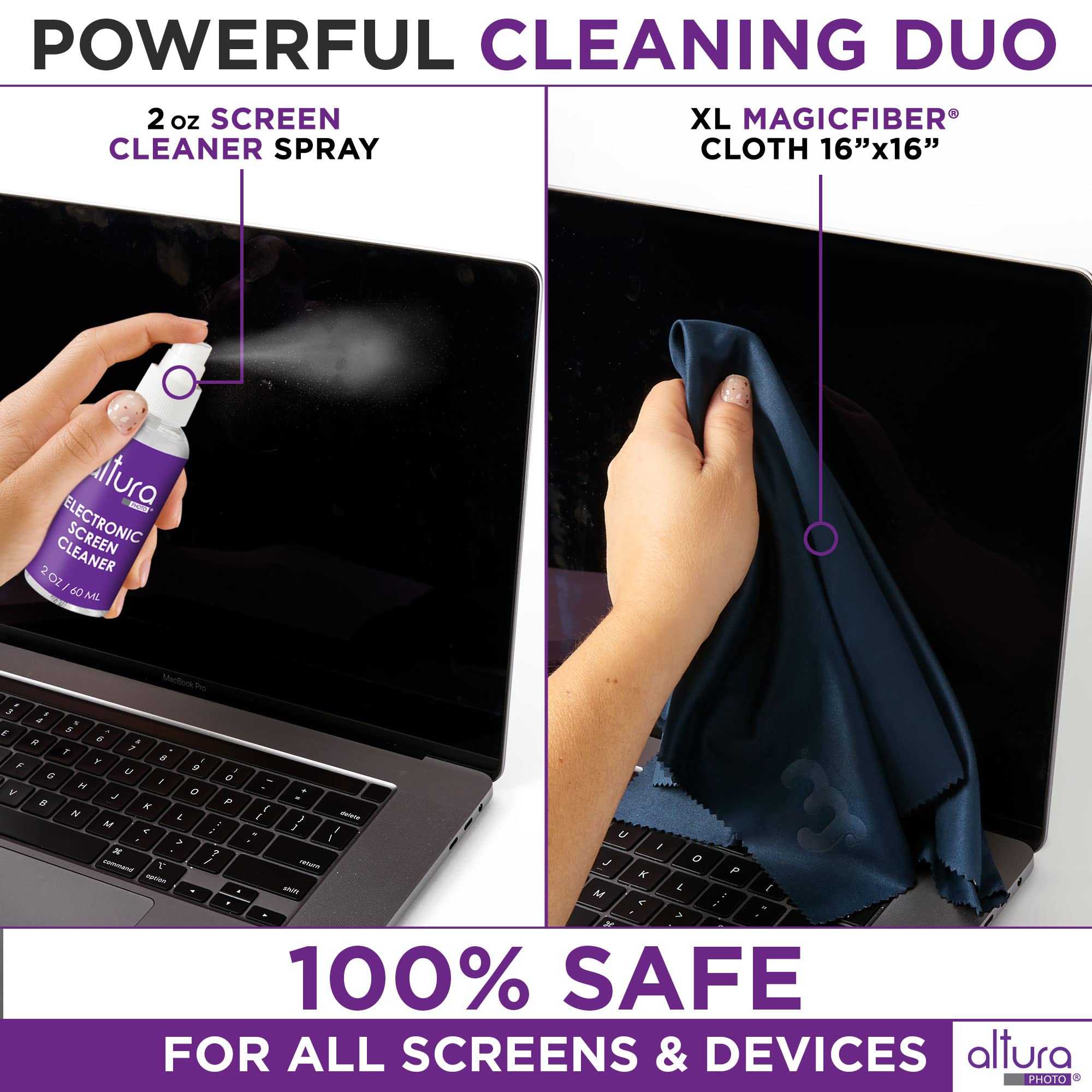 Professional Laptop Cleaning Kit Computer Screen & Keyboard Cleaner 5 Piece Electronic Cleaner with Laptop Screen Spray, Air Blower, Brush, Keyboard Gel, & Microfiber Cloth