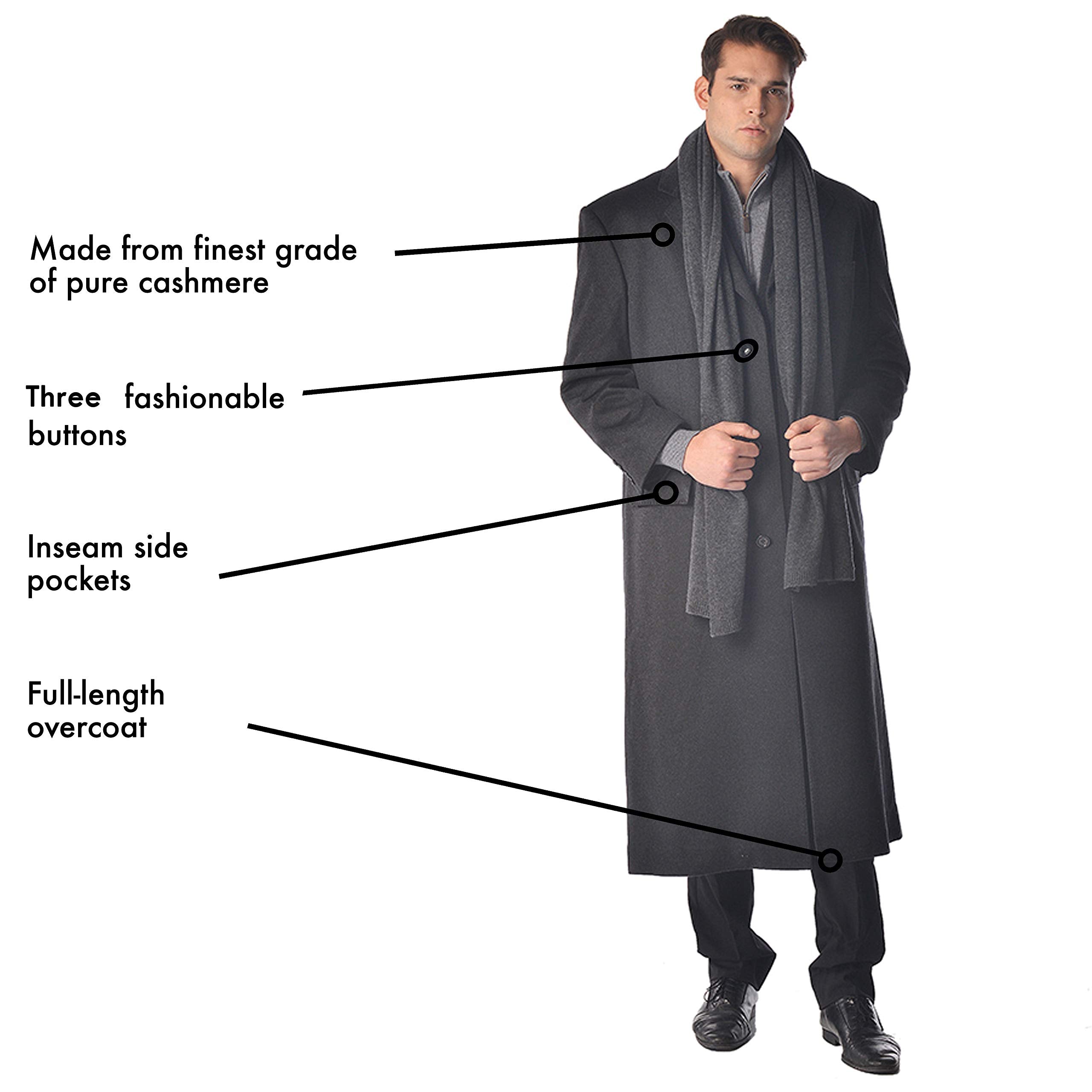 Cashmere Boutique 100% Pure Cashmere Full Length Top Coat Men– Lightweight, Soft & Warm Over Coat Men