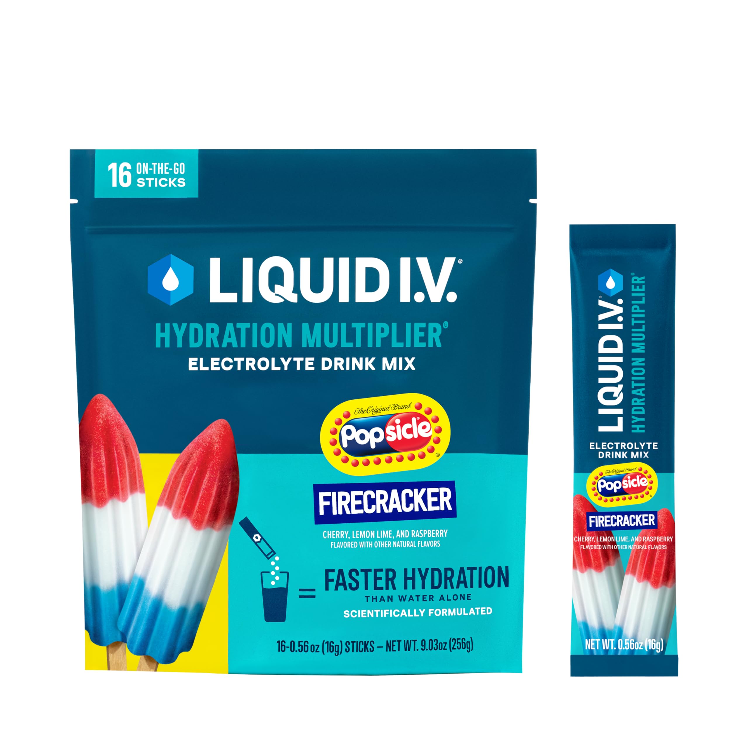 Liquid I.V.® Hydration Multiplier - Popsicle Firecracker | Electrolyte Powder Drink Mix | 1 Pack (16 Servings)