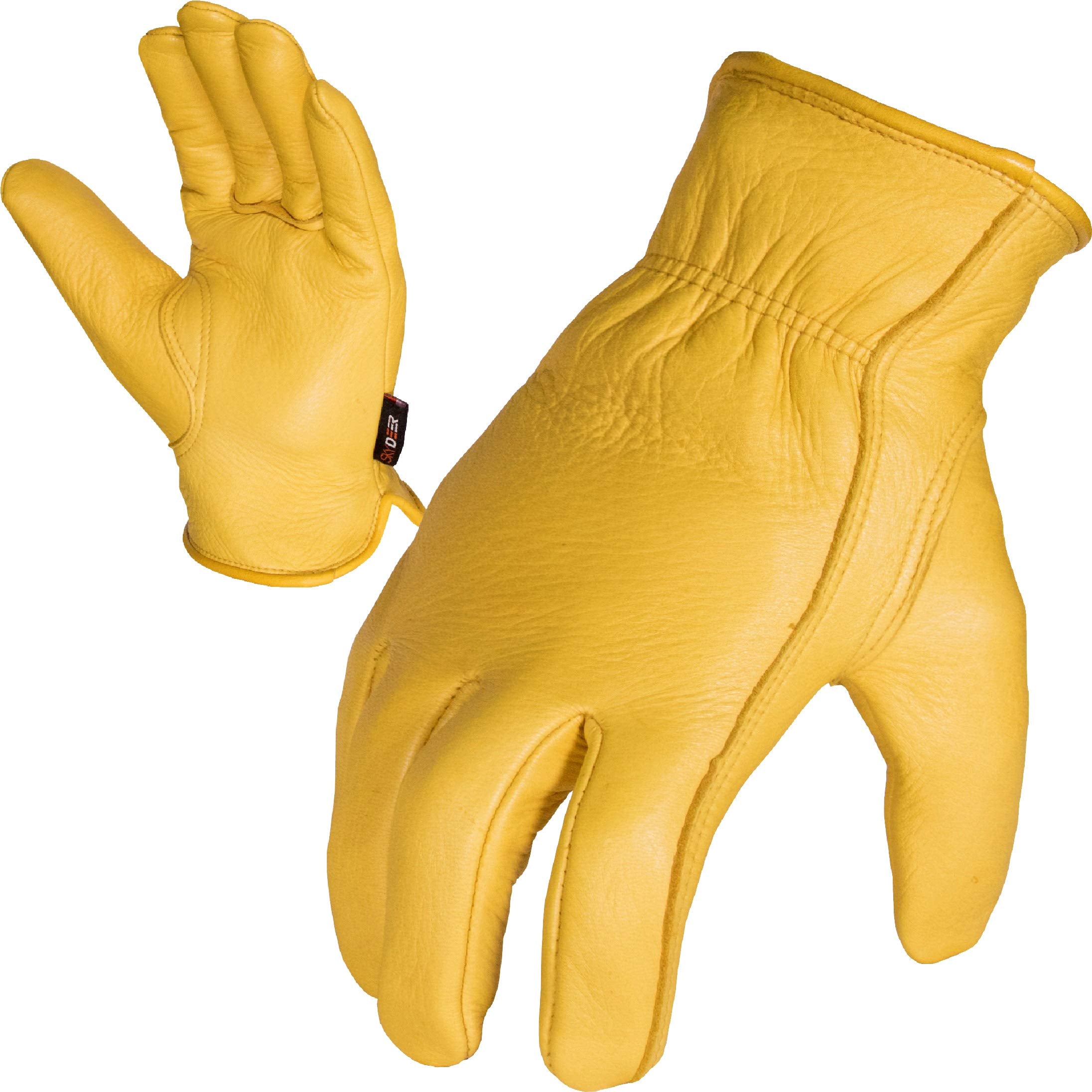 SKYDEER 100% Full Premium Genuine Grain Deerskin Leather Hi-Performance Utility Driver Work Gloves (SD2210/L, Unlined)
