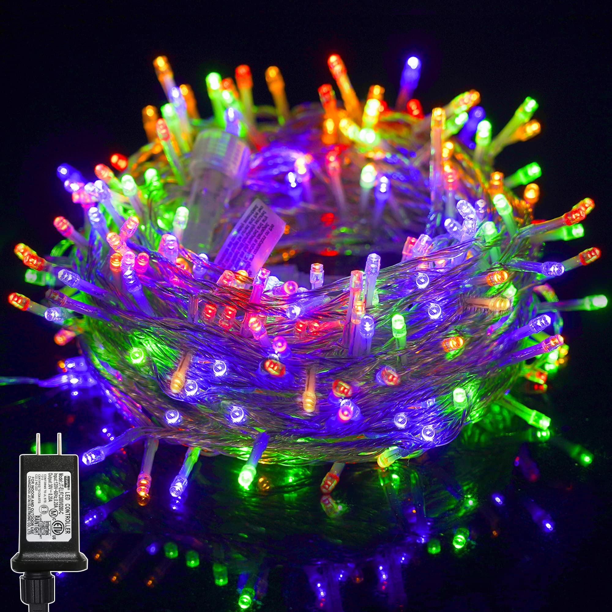 LJLNION 300 LED String Lights Outdoor Indoor, Extra Long 98.5FT Christmas Lights, 8 Lighting Modes, Plug in Waterproof Fairy Lights for Wedding Party Bedroom Decorations (Multicolor)