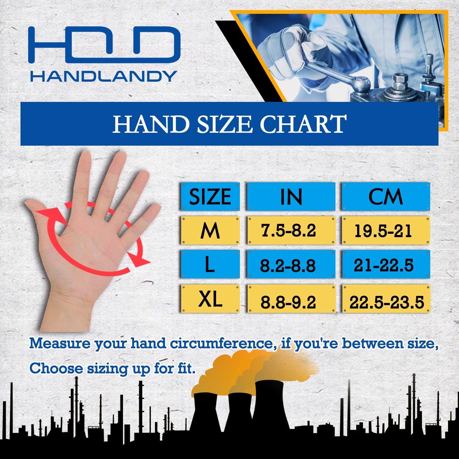 HANDLANDY Mens Work Gloves Touch screen, Synthetic Leather Utility Gloves, Flexible Breathable Spandex - Padded Knuckles & Palm (Extra Large, Blue)