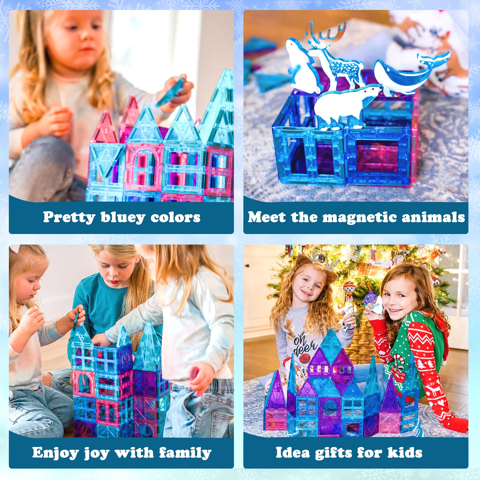 Magnetic Tiles Frozen Toys Arctic Animal Magnet Tiles Toddler Toys for Girls Ages 3-5 4-7 6-8 Pretend Play Magnetic Toys Building Blocks Kids Toys Gifts for 3+ Year Old STEM Learning and Fun