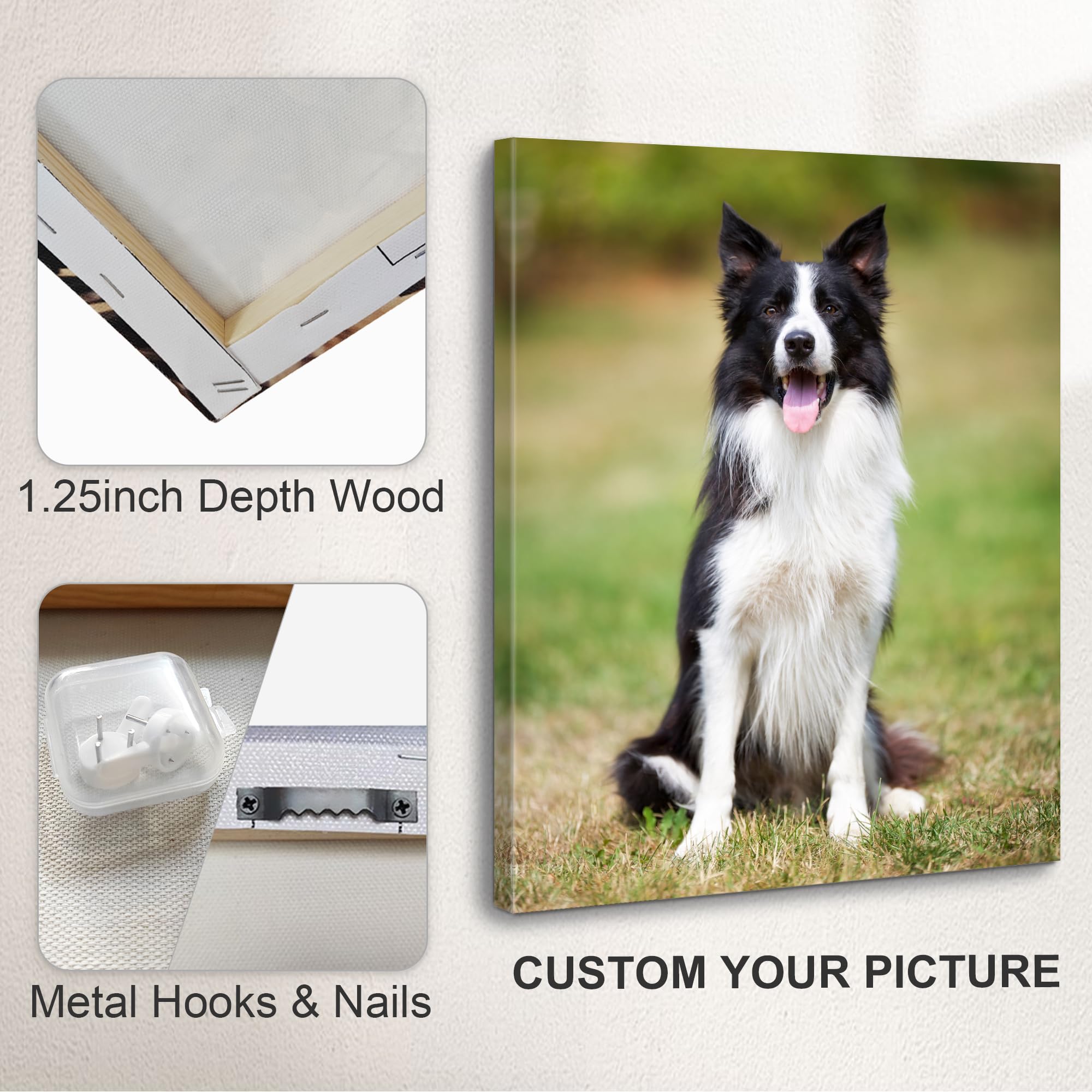 Custom Canvas Prints with Your Photos,Personalized Canvas Pictures Wall Art with Frame Customized Christmas Gifts for Friends,Family,Pets (16'' X 24'')